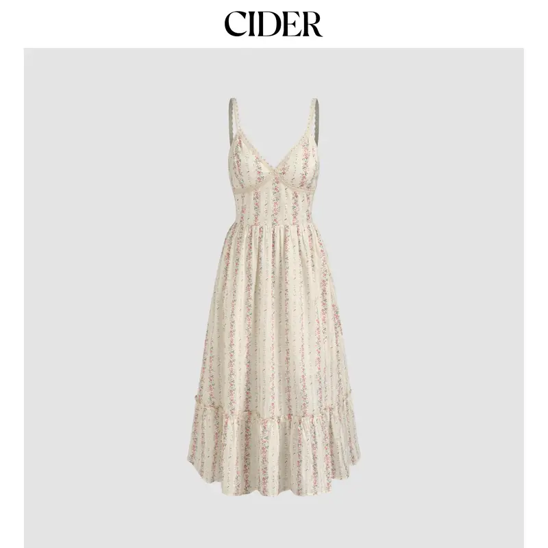 Cider [size 0-10] Cotton V-neck Floral Shirred Maxi Dress