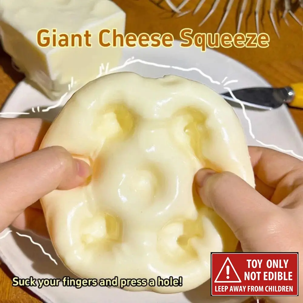 Jumbo Cheese Squishy Fidgets Squishies Fidgets Vaseline Filling Soft Stretch Fidget Toy ASMR Stress Relief Decompression Desktop Prank Squeeze Toy