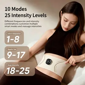 EMS Microcurrent Waist Massager, 4 Heat Levels, 10 Modes, 25 Intensity Settings, 360 Lumbar Support, Extended Strap, Gel Pad Included
