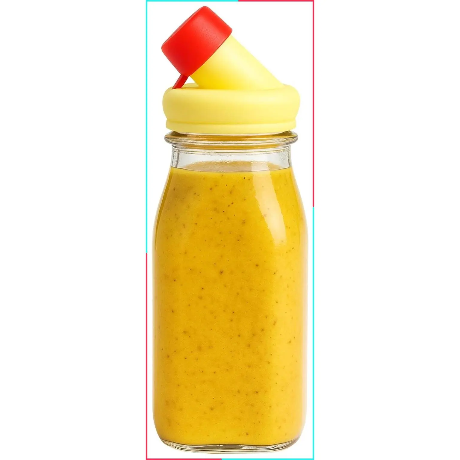 Salad Dressing Shaker Bottle – 12oz Glass Carafe with Silicone Pour Spout and Tamper-Proof Lid, Dressing Dispenser Container for Sauces & Marinades
