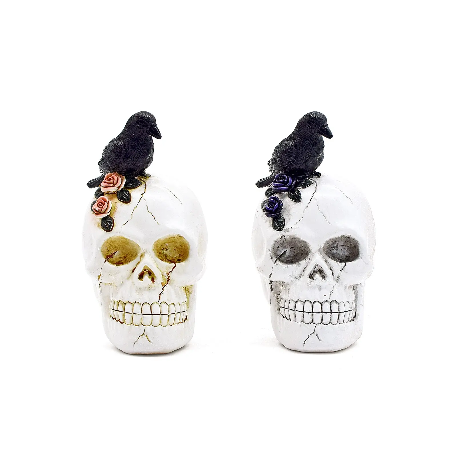 Halloween Resin Skull Raven Statue, Gothic Rose Skull Raven Sculpture, Halloween Decorations, Home Living Room Festival Party Decor, Bar Desk Ornament, Decorative Figurines