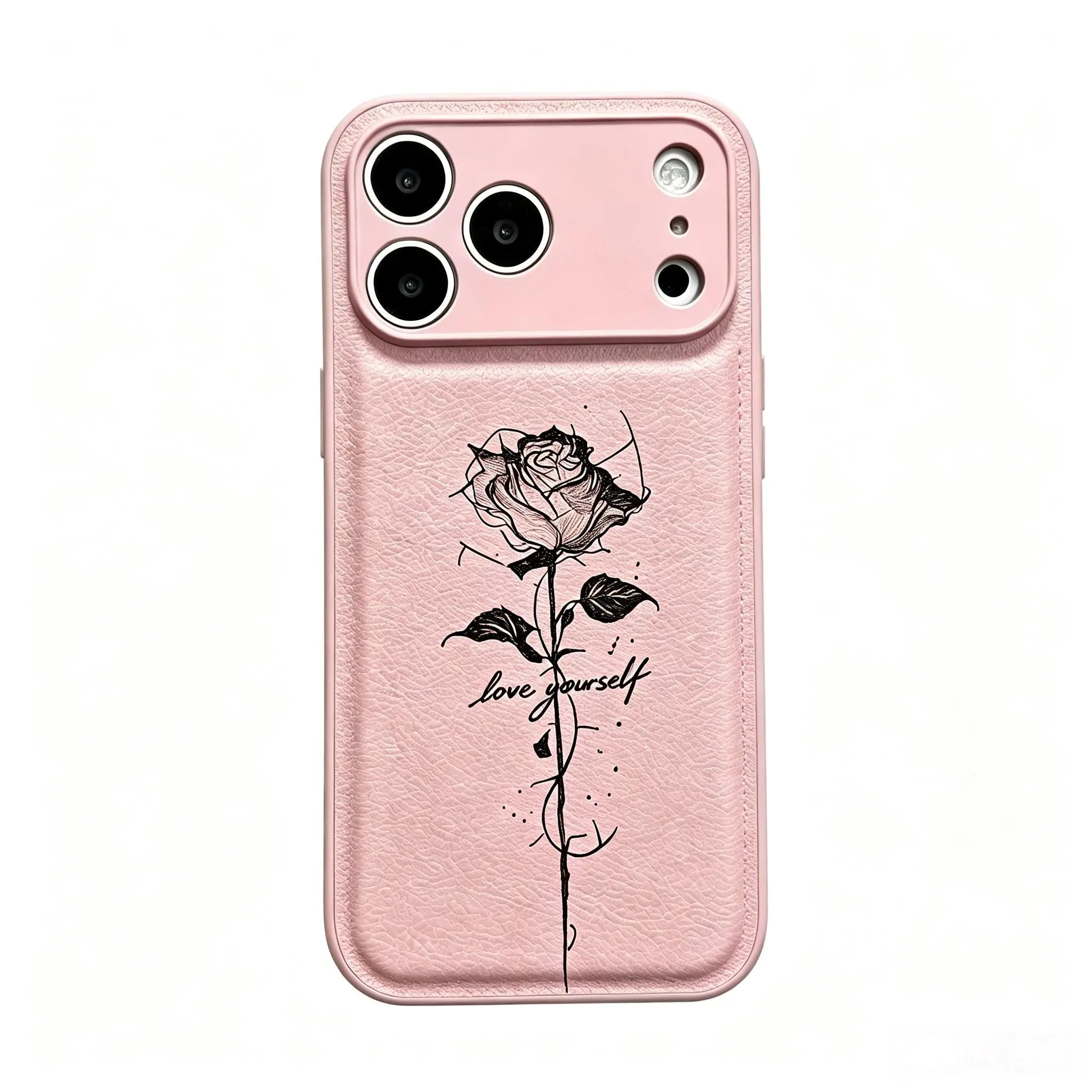 DarlingCase Sketch Black Rose Cross Lychee Leather Hybrid Case - Multi-Model TPU PC Shell Hybrid Cover for iPhone 17/16/15/14/13/12/11 Pro Max Plus, Shockproof Pastel Coquette Dark Academia Gift for Women, Accessories, Girls Women