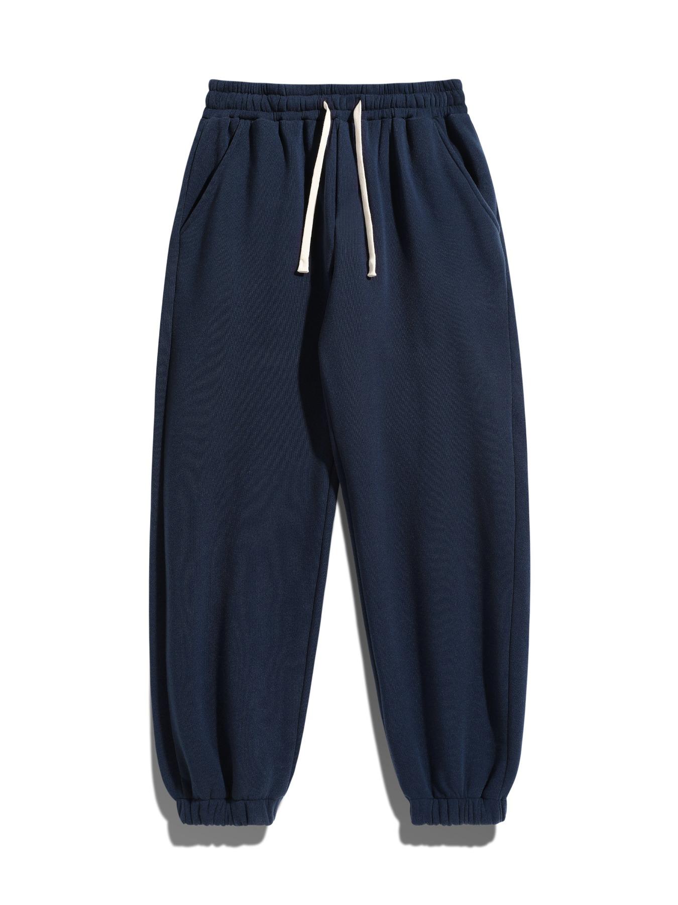 Men's Casual Fleece Drawstring Pants, Fall Winter Sweatpants, Comfortable Warmth for Daily Wear, Sports & Outdoor Activities, Men's Jogger Sweatpants, Drawstring Waist Sweatpants