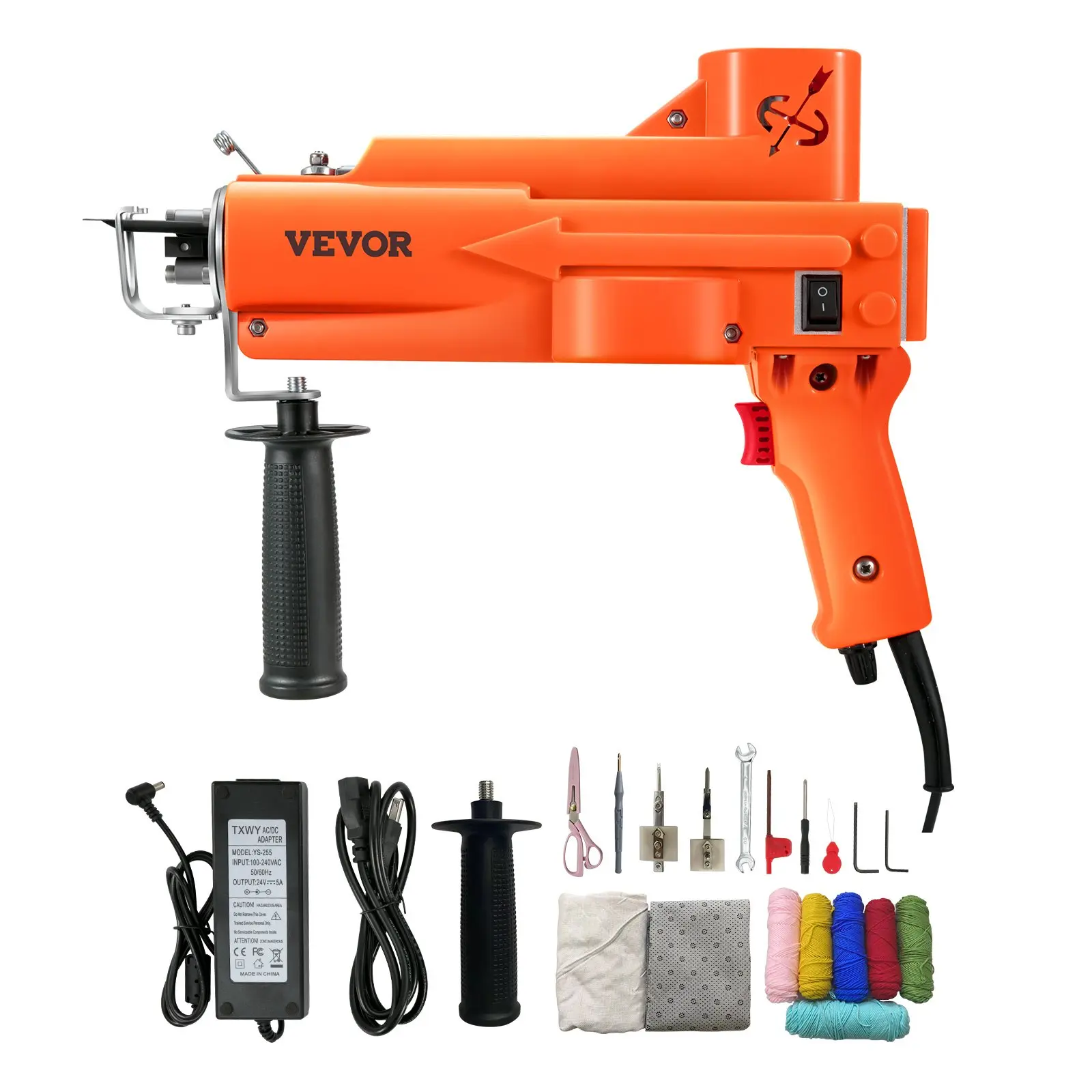VEVOR Tufting Gun, 2 in 1 Cut Loop Pile, Electric Carpet Weaving Flocking Machine, Rug Machines Starter Kit, 7-27 Stitches/sec High Speed Rug Making Tools, 4-25 mm Adjustable Height, 110V