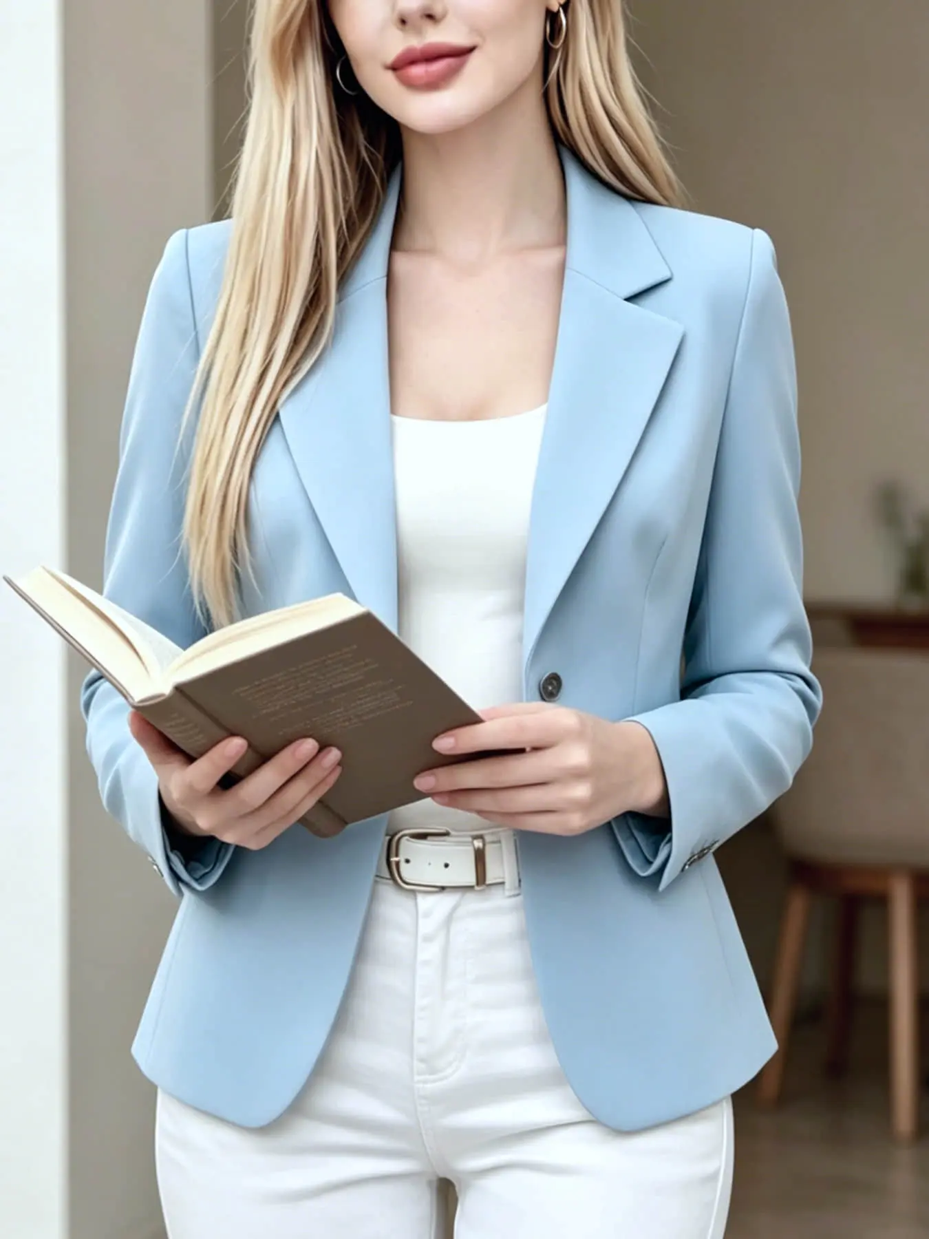 A fashionable elegant chic ladies' light and mature style single button slim fit suit jacket, suitable for summer, suitable for business negotiations, small dinners, daily commuting, Blazer Jackets