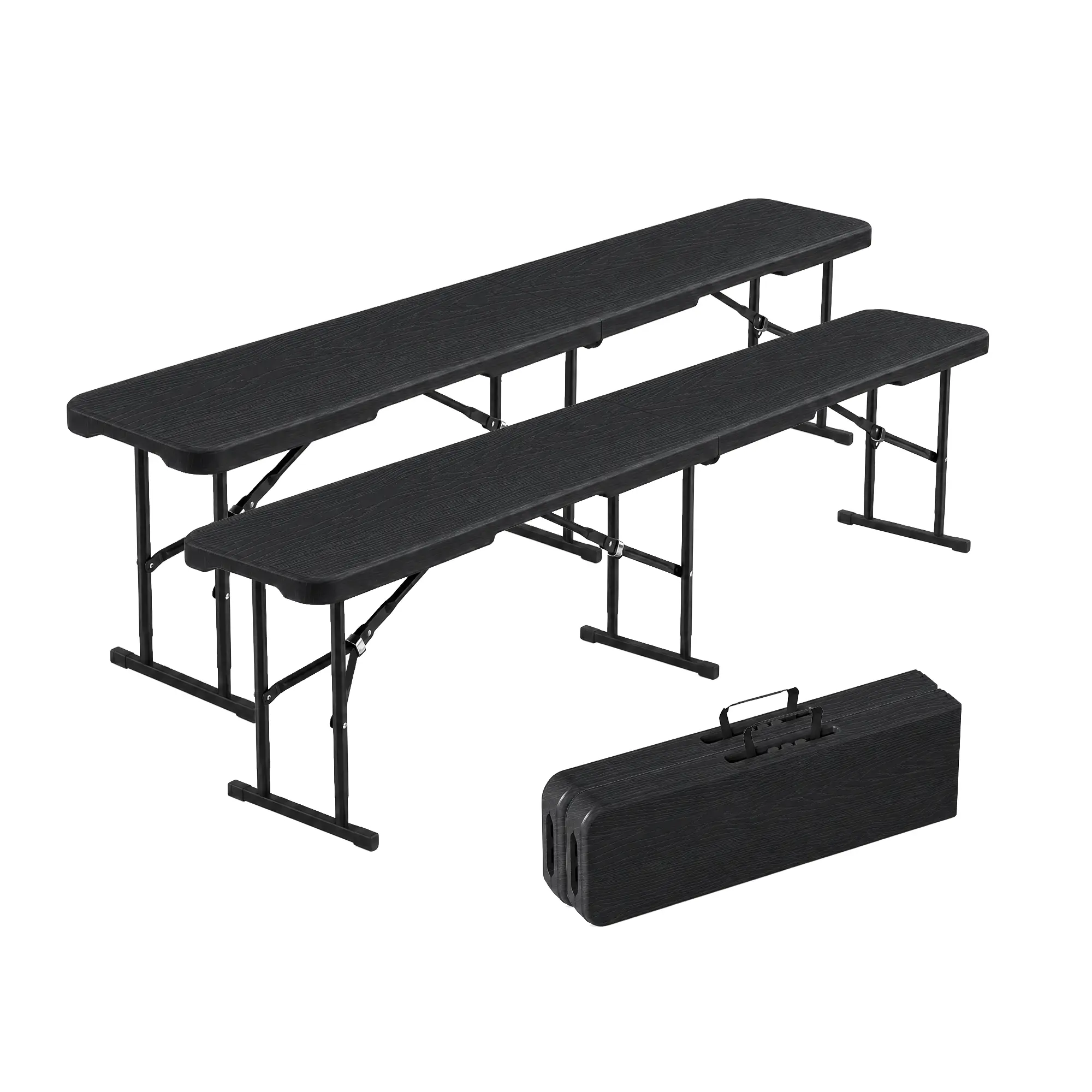 Gaomon 6ft Portable HDPE-Steel Folding Plastic Bench with Carrying Handle, Security Lock, 600lb Capacity for Camping, Picnic