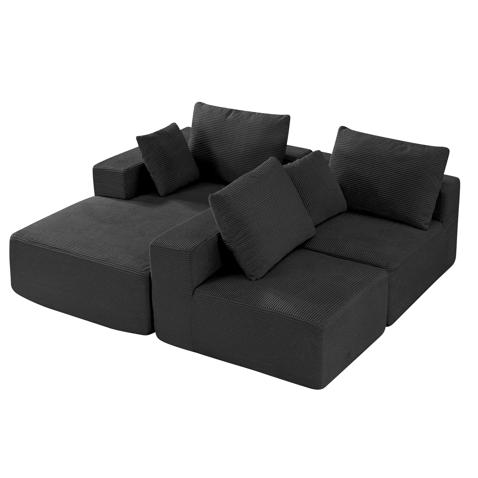 Corduroy Modular L-Shaped Sectional Sofa with Chaise - 1200 lbs/545 kg Load Capacity, Durable Soft Fabric, Customizable Indoor Living Room Seating