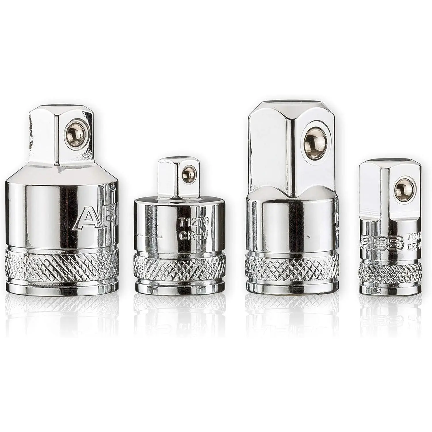 70007-4- Socket Adapter and Reducer Set - 1/4-Inch, 3/8-Inch, & 1/2-Inch Ratchet/Socket Set Extension/Conversion Kit -  Chrome Vanadium Steel with Mirror Finish