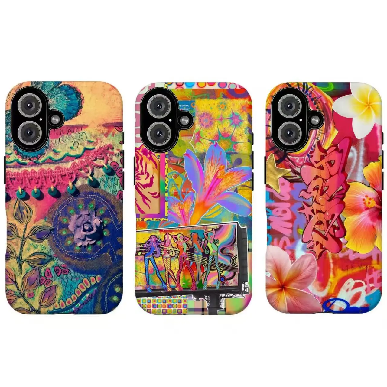 Vibrant Psychedelic Graffiti Collage Phone Case|Neon Floral & Retro Pop Art Phone Cover For iPhone 17 Pro Max 16 15 14 13 12 11 for Samsung S21 S22 S23 S24 S25 S26 Phone Case