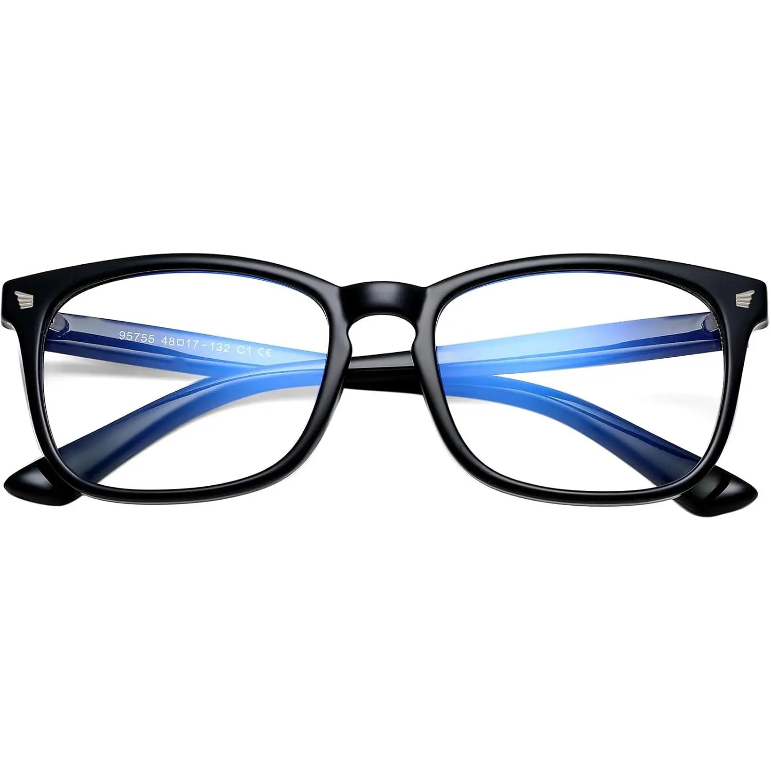 Kids' Black Square Frame Blue Light Blocking Glasses - Eye Strain Relief for Boys & Girls During Screen Time, Gaming, Frame/Glasses