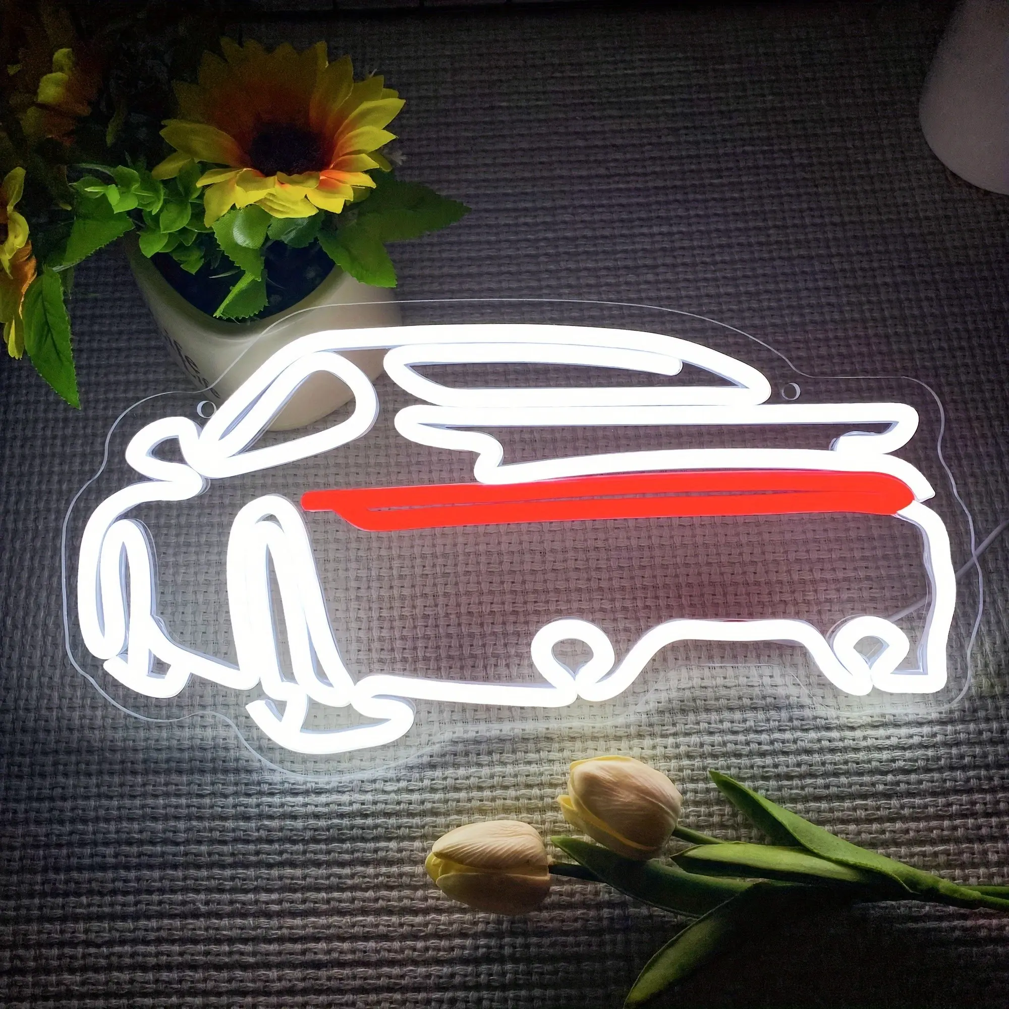 Car-shaped neon wall art; an LED neon light suitable for bedrooms, car shows, garages, parking lots, and racing clubs—a perfect gift for car enthusiasts