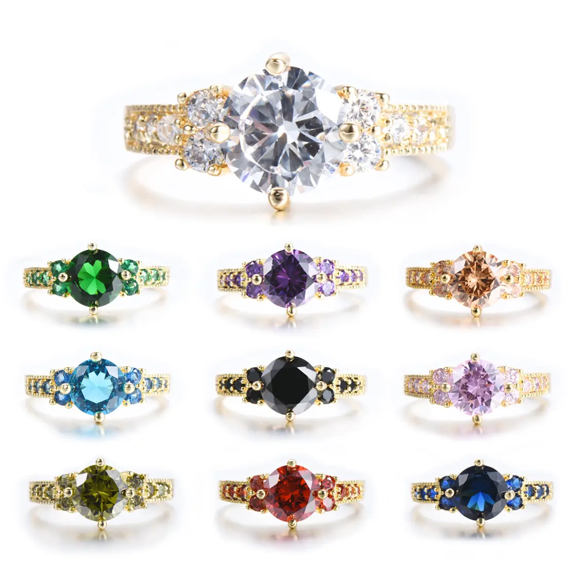 Loveden European American Vintage Four Prong Round Cubic Zirconia Ring for Women, Minimalist Simple Elegant Band, Luxury High-End Daily Stackable Fashion Jewelry, Ideal Birthday Anniversary Wedding Promise Gift