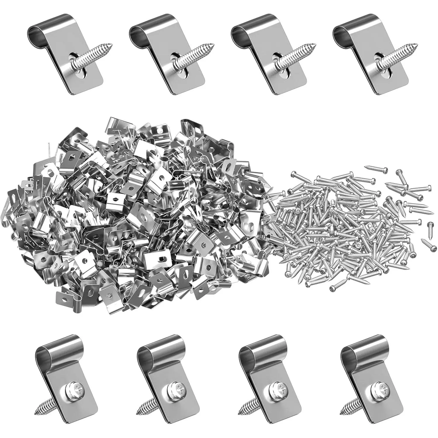 [with 100 Screws] 100 Pack Stainless Steel Wire Fence Clips, Heavy Duty Fencing Mounting Fasteners for 12-16 Gauge Welded Wire, Rust-Resistant Clips for , Metal or Vinyl Posts