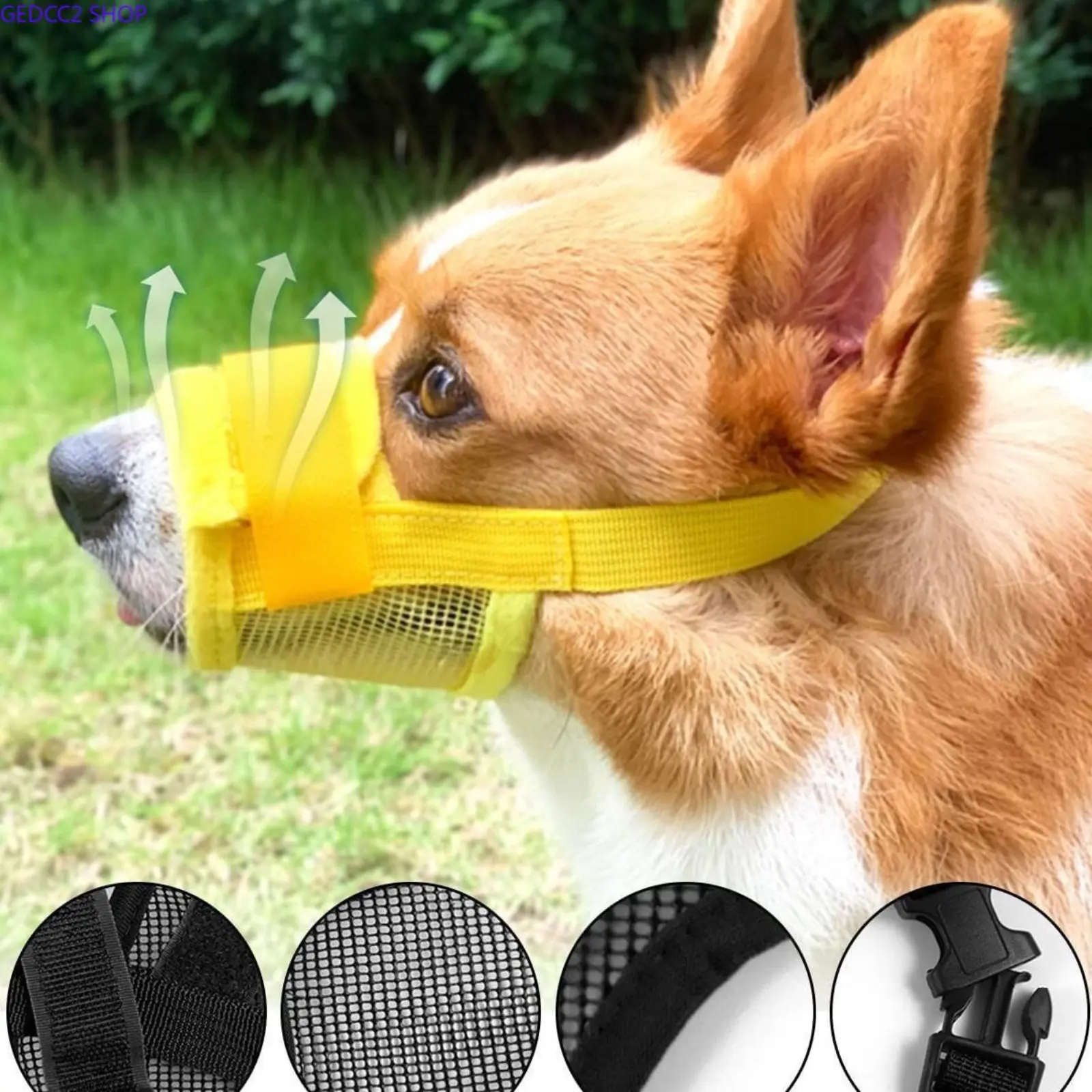 Adjustable Dog Muzzle, Comfortable Breathable Puppy Safety Gear with Drinking Access, Training and Grooming Accessory for Dogs