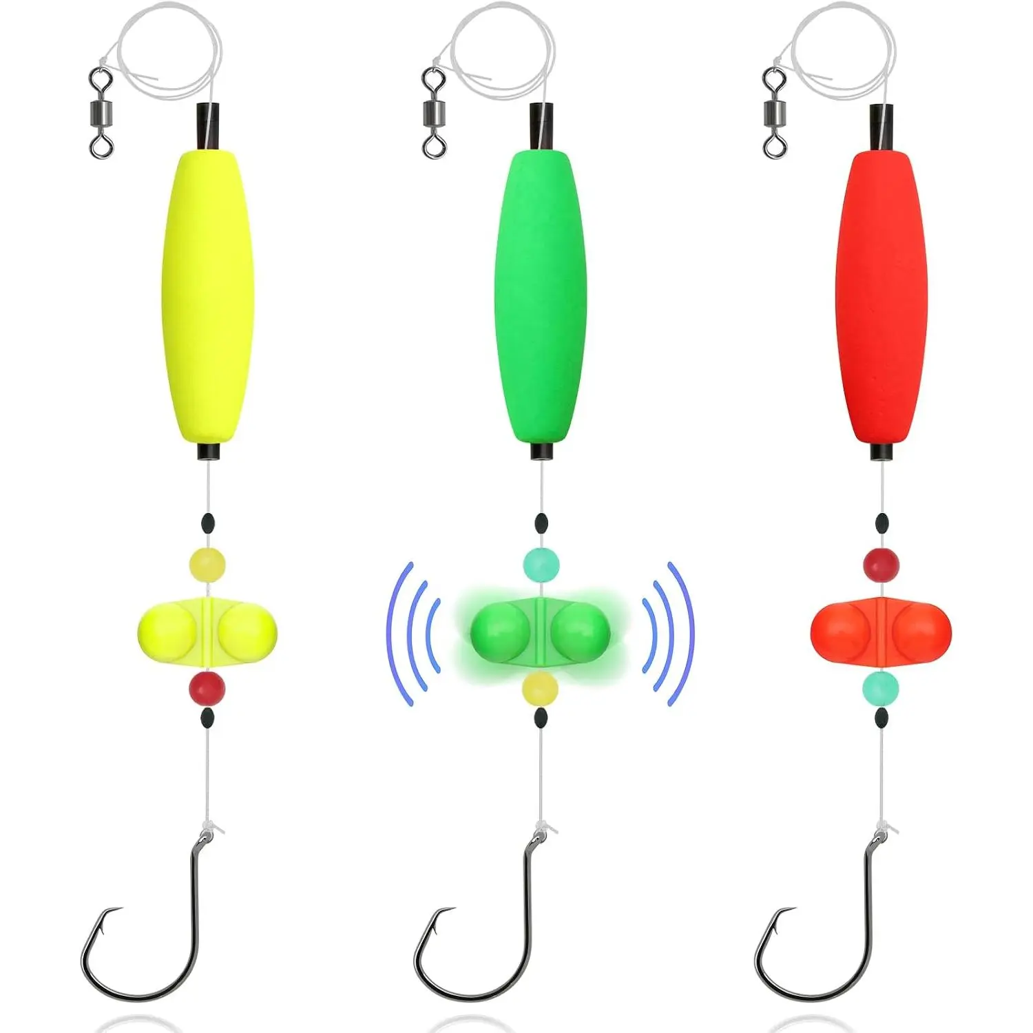 Catfish Float Rigs with Rattles Beads | 3 count/6pcs Catfish Float Rigs Santee Rigs Circle Hooks 5/0 6/0 for   Saltwater Fishing
