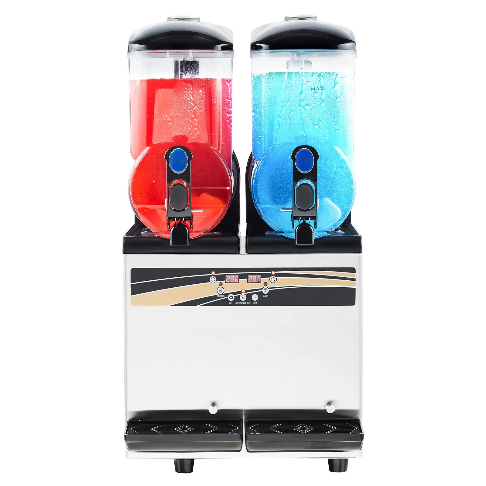 Commercial Slushie Machine, 15Lx2 Double Tank Stainless Steel Model, 120-Cup Capacity for Margaritas, Smoothies, Home Parties, Restaurants & Cafes | Slushie Machines for Commercial Use, Commercial Slushie Machines