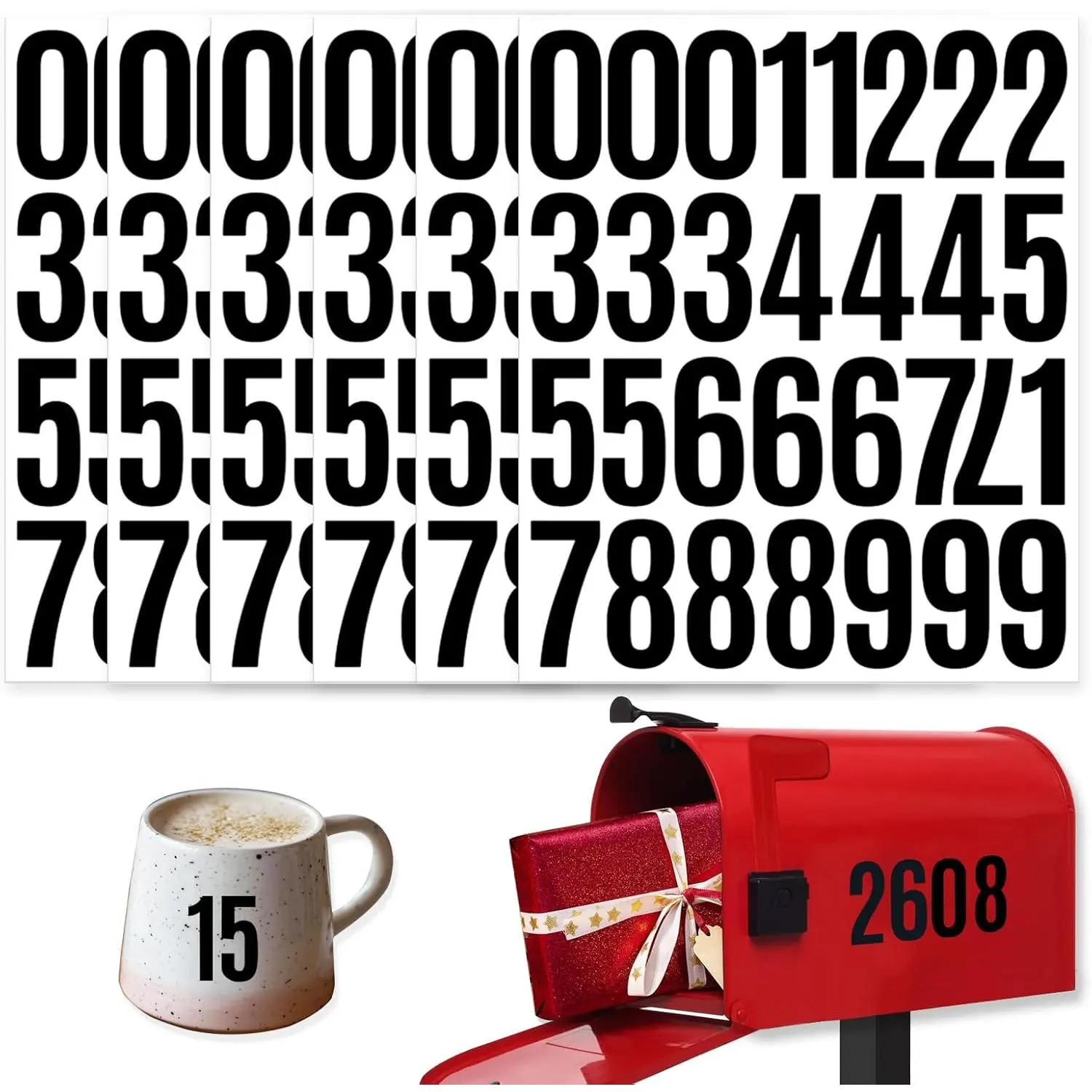 6 Sheets 2 Inch Mailbox Numbers Stickers Vinyl  Black 0-9 | Self Adhesive Number ,House Address Numbers,for Outside Mailbox,Signs Window Door ,DIY Crafts Make, Business