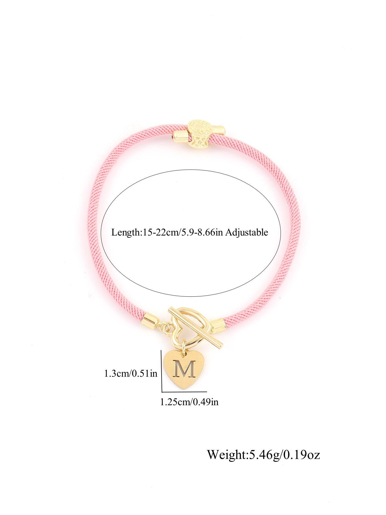 Heart & Letter Design Charm Bracelet, Adjustable Rope Bracelet for Women & Girls, Elegant All-match Fashion Jewelry for Daily Decor, Fashion Modern Accessories, Adjustable Slider Bracelets