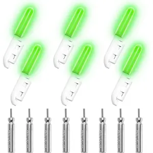 6PCS Fishing Glow Sticks Night Fishing LED Luminous Fishing Rod Pole Green Fishing Light with 8PCS CR425 Battery