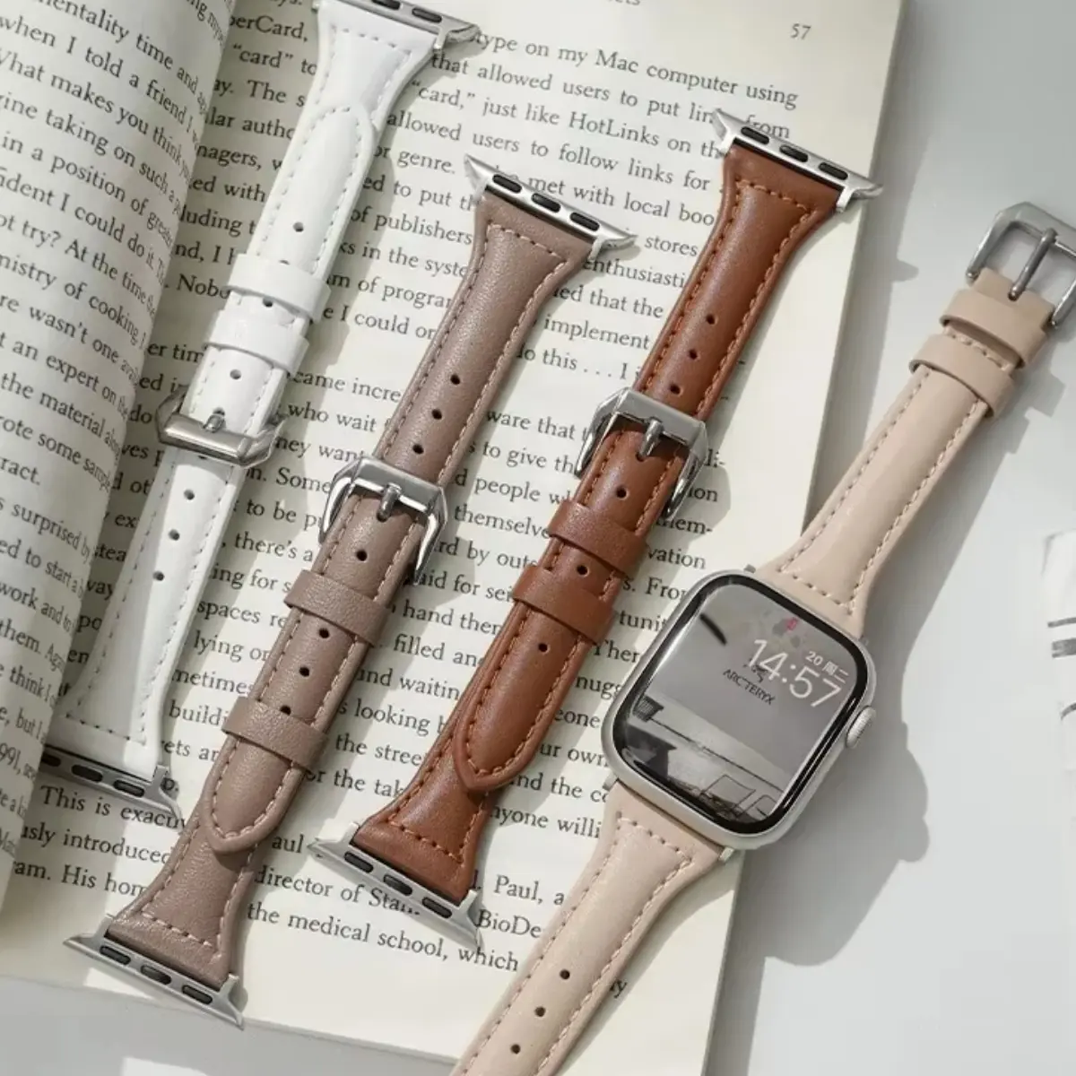 Slim Adjustable Leather Strap For Apple Watch Band 44mm 40mm 41mm 42mm 38mm 45mm 46mm 49mm 44 mm Bracelet Watch Straps apple watch 8 45mm bands Ultra 7 se 3 4 6 series 11 10 9 8 7 6 5 4 3 2 1 Smartwatch Accessories