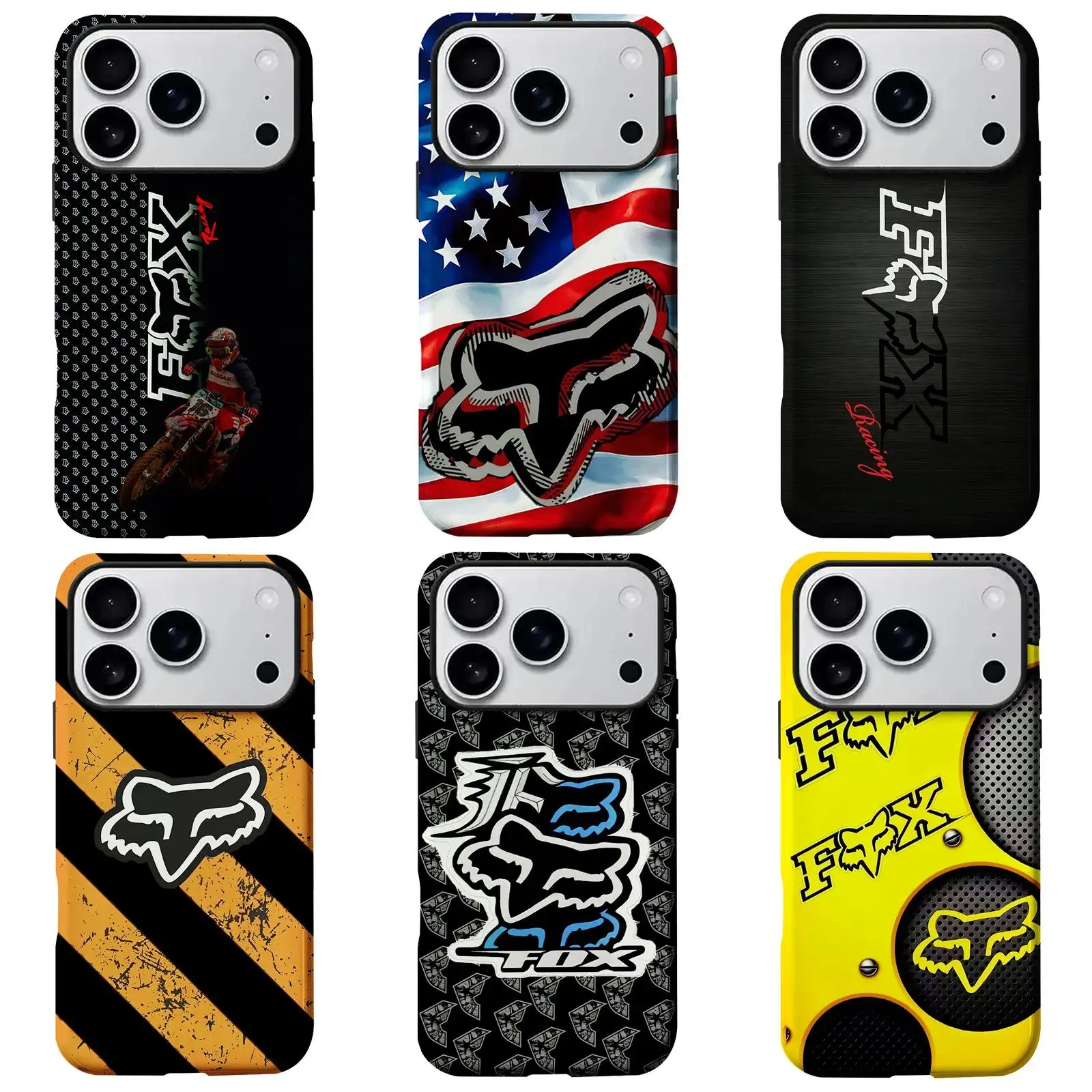 Fox Racing Logo Motocross Full-Body Sublimation Glossy 2-In-1 Protective Phone Case For iPhone 17-11 (Pro Max, Pro Plus) & Samsung S26-23