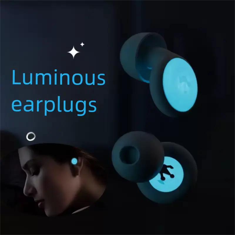 Luminous Silicone Sleep Aid Earplugs, Double-Layer Sound Insulation And Noise Reduction Without Damaging The Ears, Suitable For Sleep Noise Protection Earplugs, Mini Gifts For Parties And Festivals, Anniversary Gift For Him.