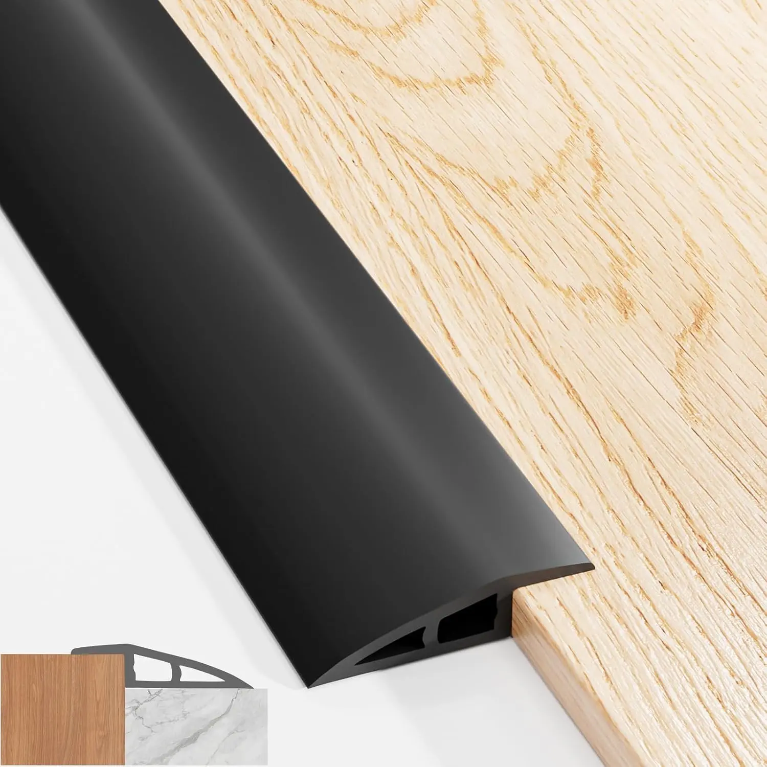 Carpet to Tile Transition Strip, Vinyl Floor Transition Strip Self Adhesive for Door Threshold Height Within 0.39", Carpet  Trim,  Transitions Strips for Doorways Floor, Black