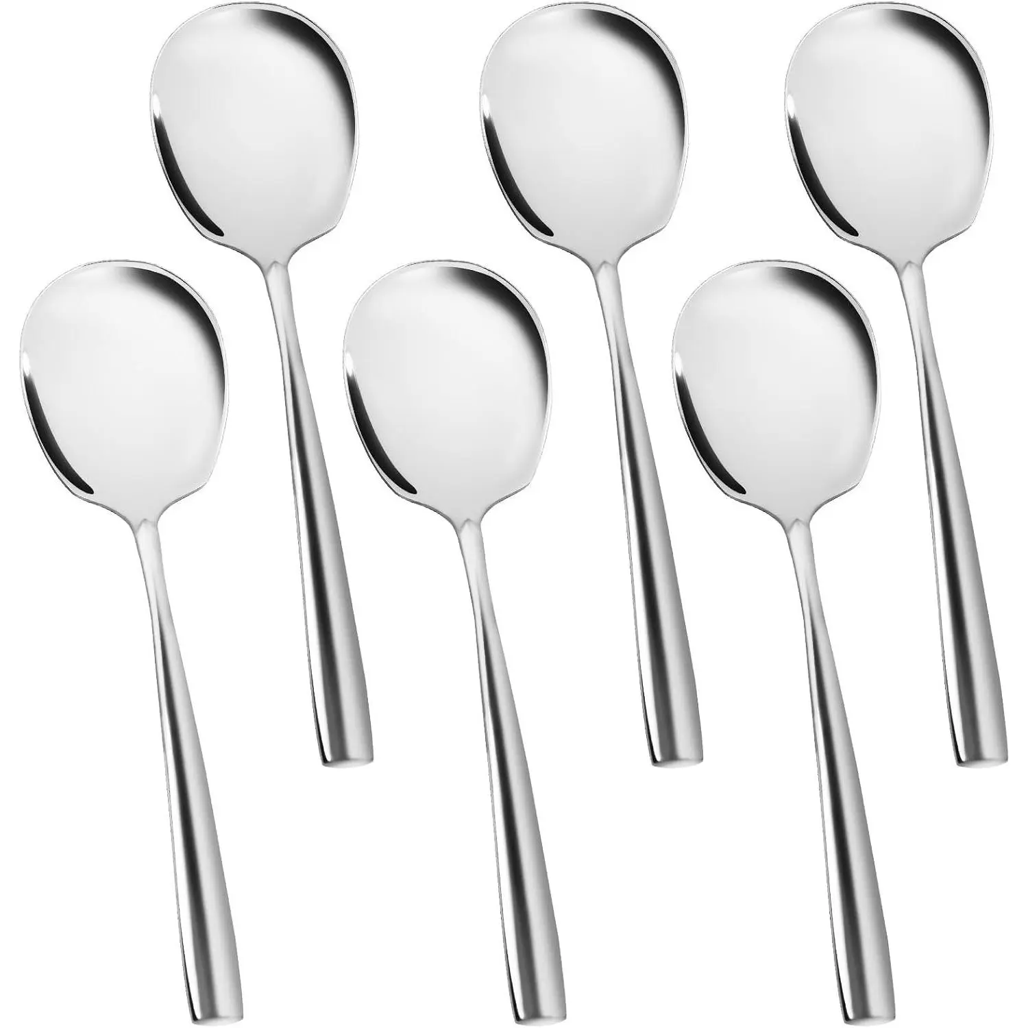 6-Piece Stainless Steel Serving Spoons Set, 9.14 Inch Silver Serving Utensils for Buffet Catering, Dishwasher Safe