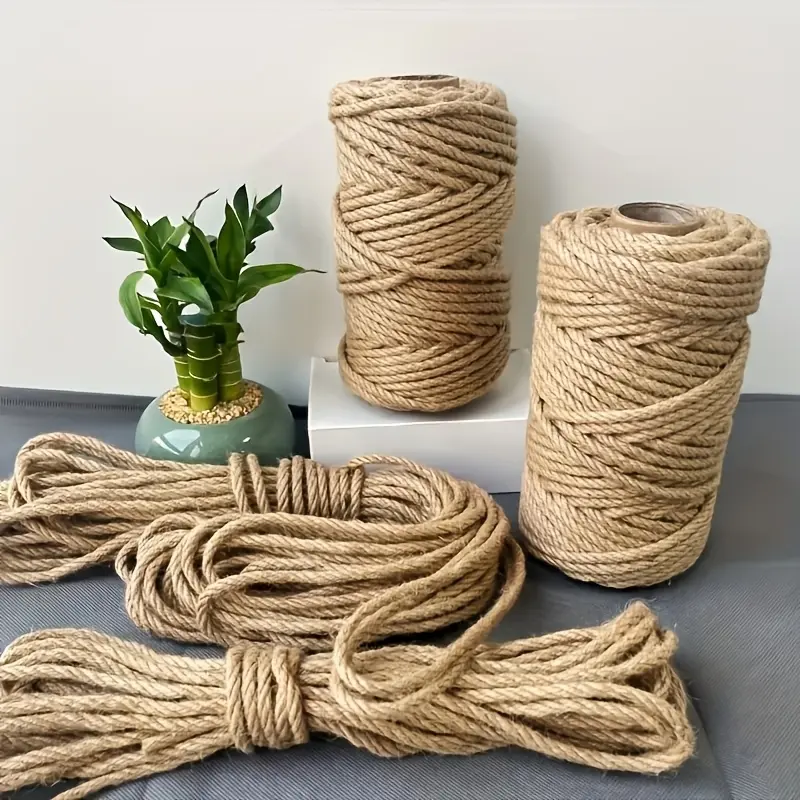 1 piece of 6mm roving straw rope, 32.8 feet-natural sisal rope, suitable for cat catching posts, handicrafts, floral arrangement and Christmas gift packaging-tough fiber, suitable for tree replacement and furniture protection.