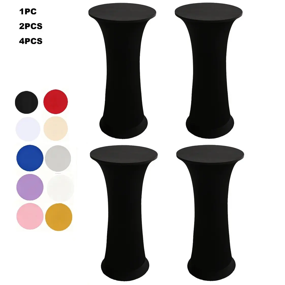 Cocktail Spandex Stretch Round Tablecloth, 1/2/4 Pack Fitted Highboy Stretch Table Cover High Top Round Cocktail Tablecloth for Bar Wedding Party Banquet