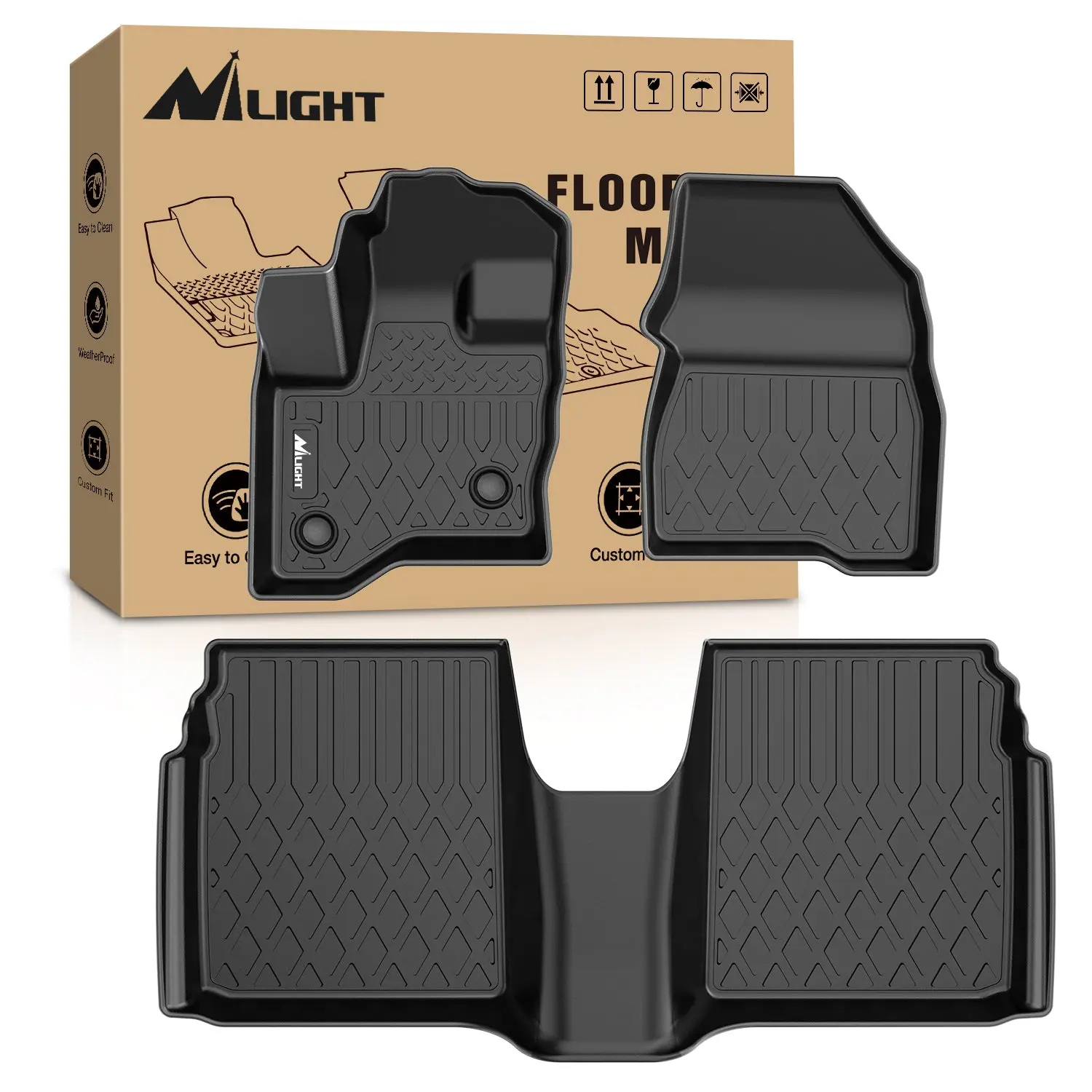 Nilight Custom Fit Floor Mats for Ford Flex 2009-2019, All-Weather Heavy-Duty Car Floor Liners, Automotive Interior Accessories, Mat Floor Mats