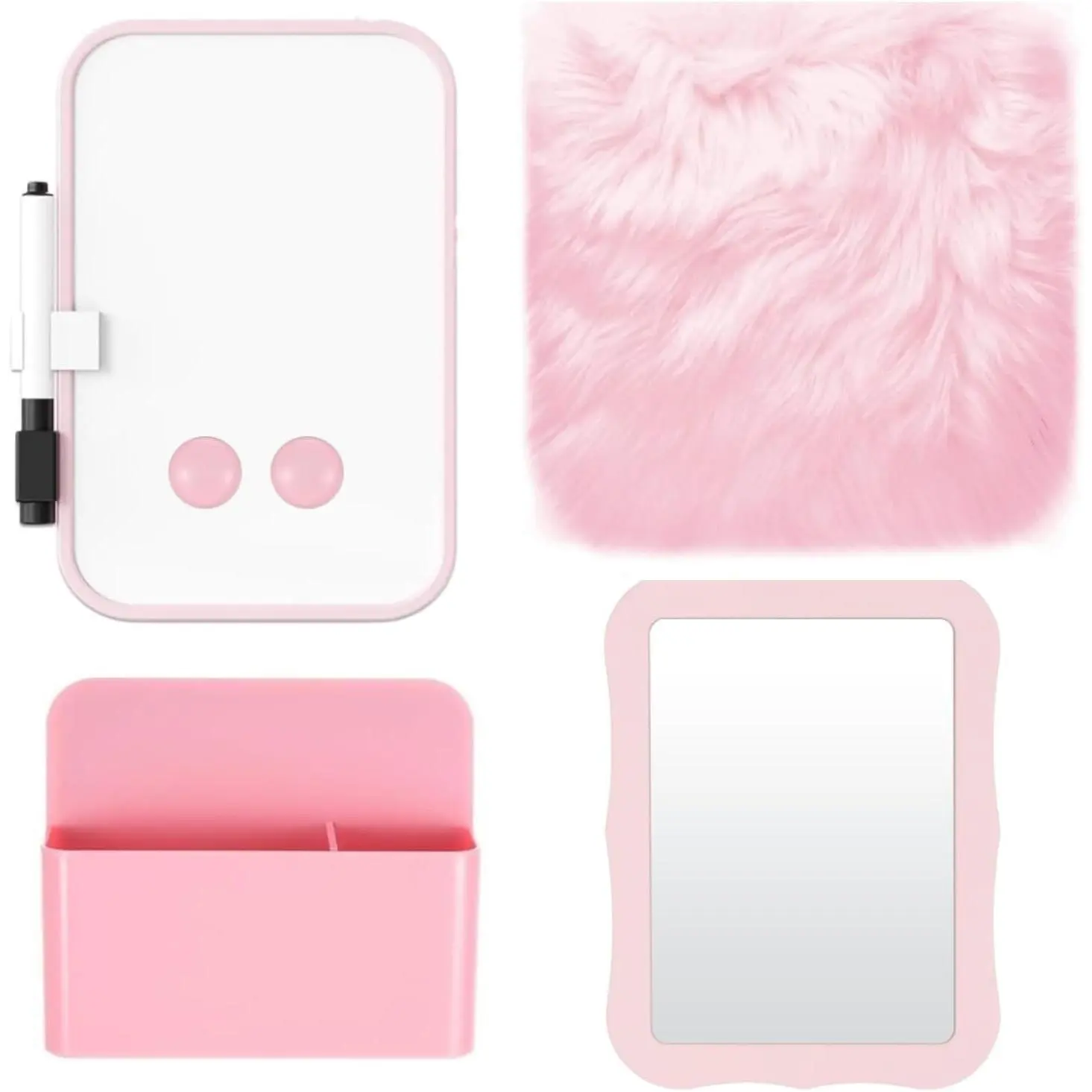 School Locker Accessories for Girls Locker Decorations Locker Organizer Include Whiteboard, Mirror, Pen Holder, Marker, Round ,   Locker Rug