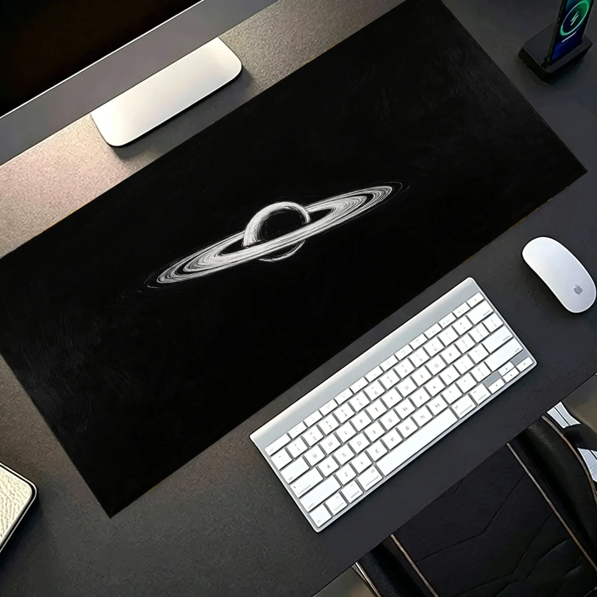 1pc Dark Academia Aesthetic Saturn Planet Large Desk Mouse Pad,Non Slip Base Durable Waterproof Keyboard Mat For Gaming Setup Home Office Decor