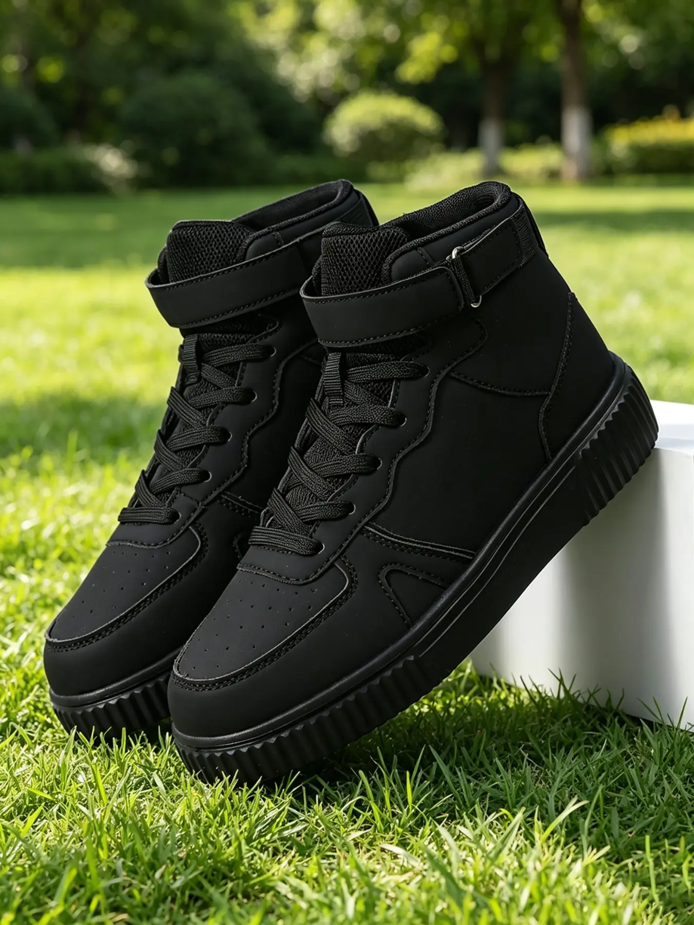 Women's High Top Sneakers, Casual Colorblock Design, PU Leather, Eva Sole, Anti-Slip, Suitable for Work, School, Leisure, Lace Up Trainers