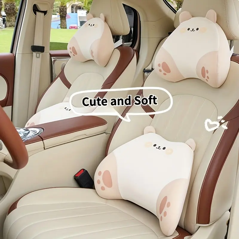 Ergonomically designed car headrest and lumbar support – premium 3D contoured design; comfortable and resilient against flattening; removable, washable covers; suitable for use in all seasons.