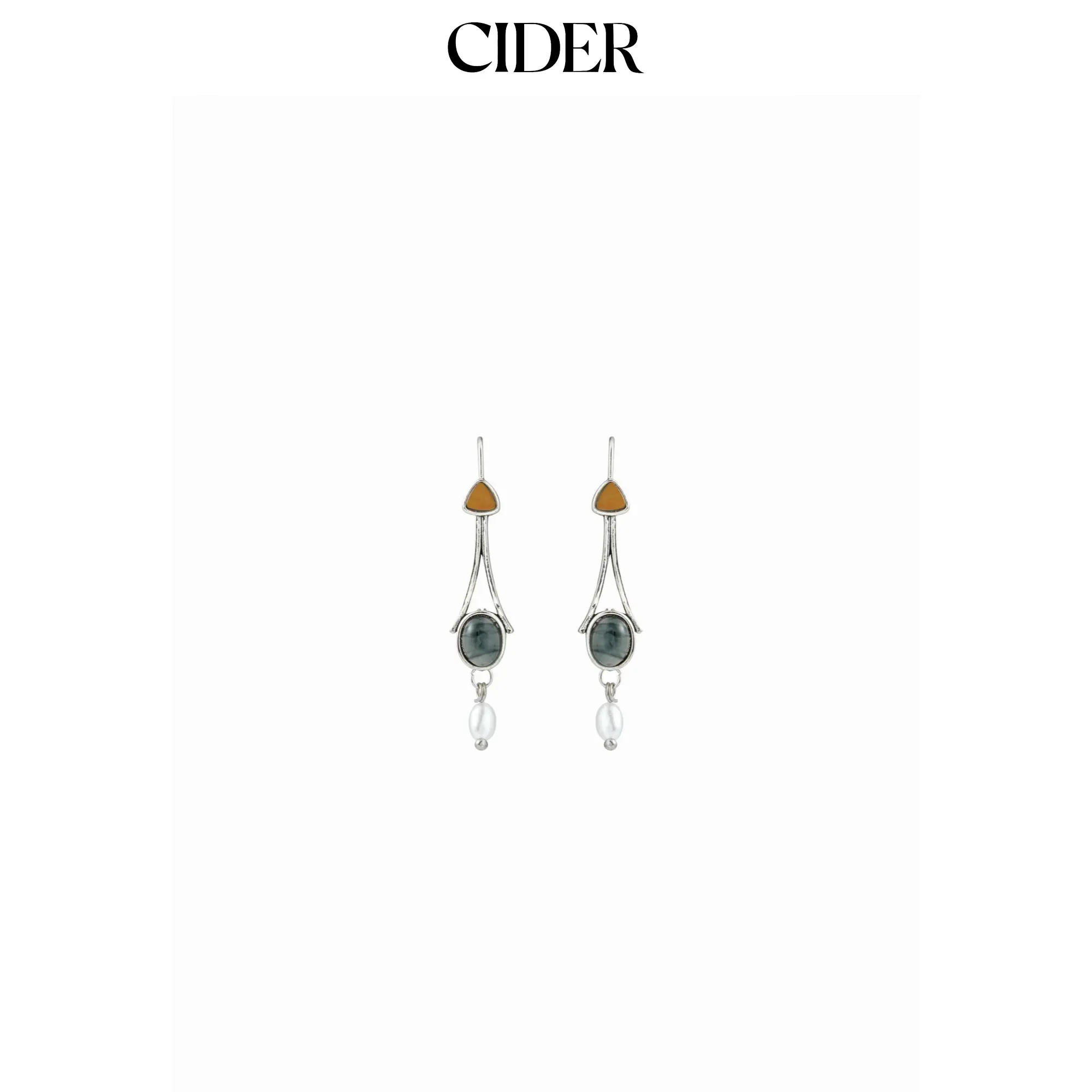 Cider GEMSTONE & FAUX PEARL DROP EARRINGS