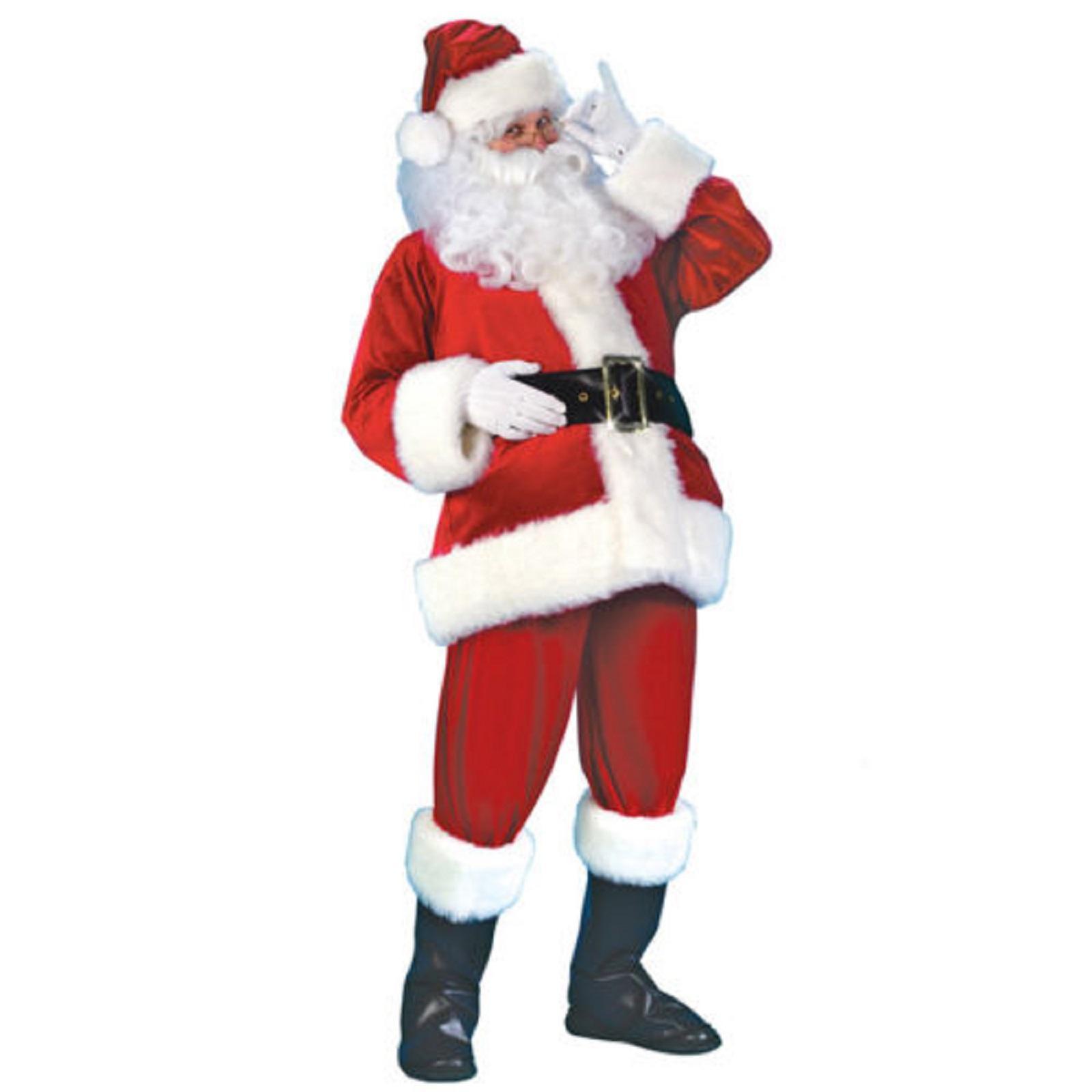5Pcs S-3XL Adult Christmas Santa Claus Costume For Men&Women Santa Claus Role Cosplay Fancy Dress Suit With Wig Beard Outfit New