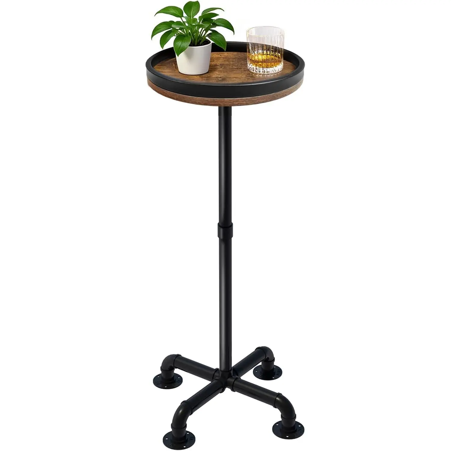 Small Round Side Table for Small Spaces, Martini Pedestal Drink Table | No-Tool Assembly Pedestal Drink Table with Non-Slip  for Sofa Corners, Living Room, Bedroom, Bathroom and Narrow Spaces