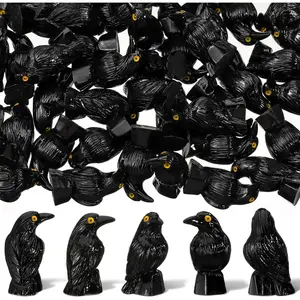 50 Pcs Miniature Crows Decor Mini Resin Crows Figures Black Raven Figurines Tiny Resin Animals for Holiday Scene Micro Landscape Spooky Party Table Decorfidget toys