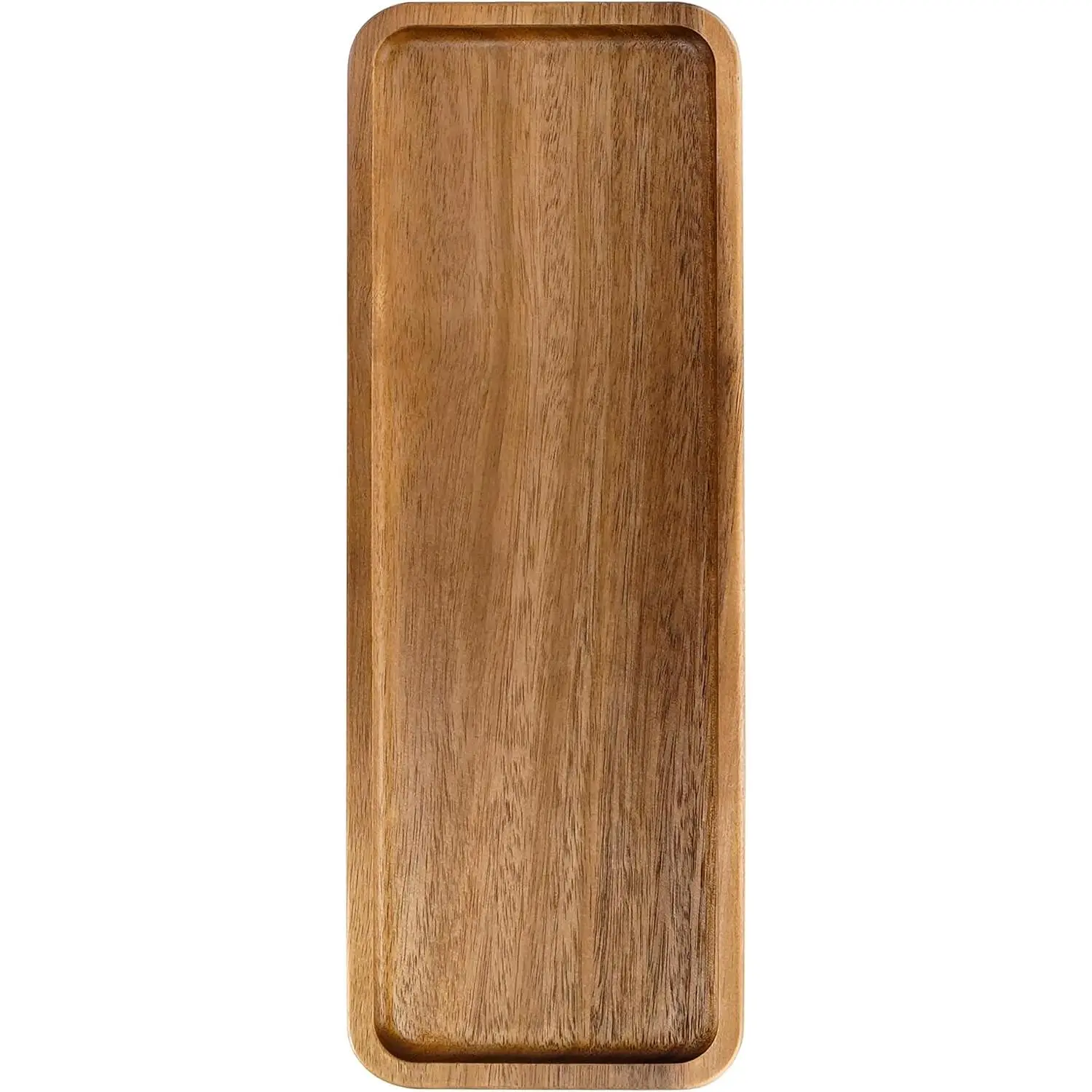 Acacia Wooden Tray - 11.4” x 4.1” Rectangular Decorative Tray for Counter, Solid  Serving Tray for Coffee Table, Snacks & Drinks, Rustic Serving Platter for Party, Holiday & Everyday Use