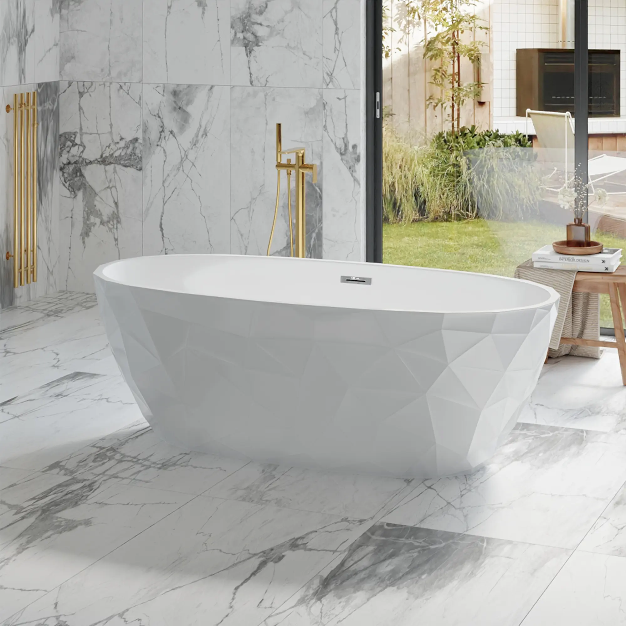 Contemporary Freestanding Soaking Tub – Durable Acrylic with Chrome Overflow & Drain, CUPC Certified, Deep Soaking Bath for Spa-Like Experience