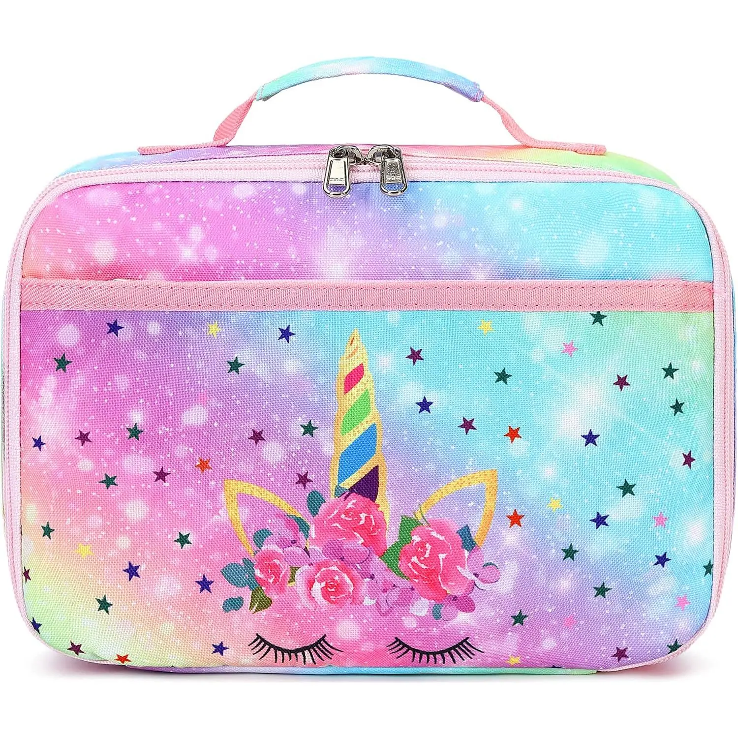Lunch Box Girls Boys Insulated Bag  Lunch Containers Kit for School Travel Thermal Meal Boxs (Rainbow 1)