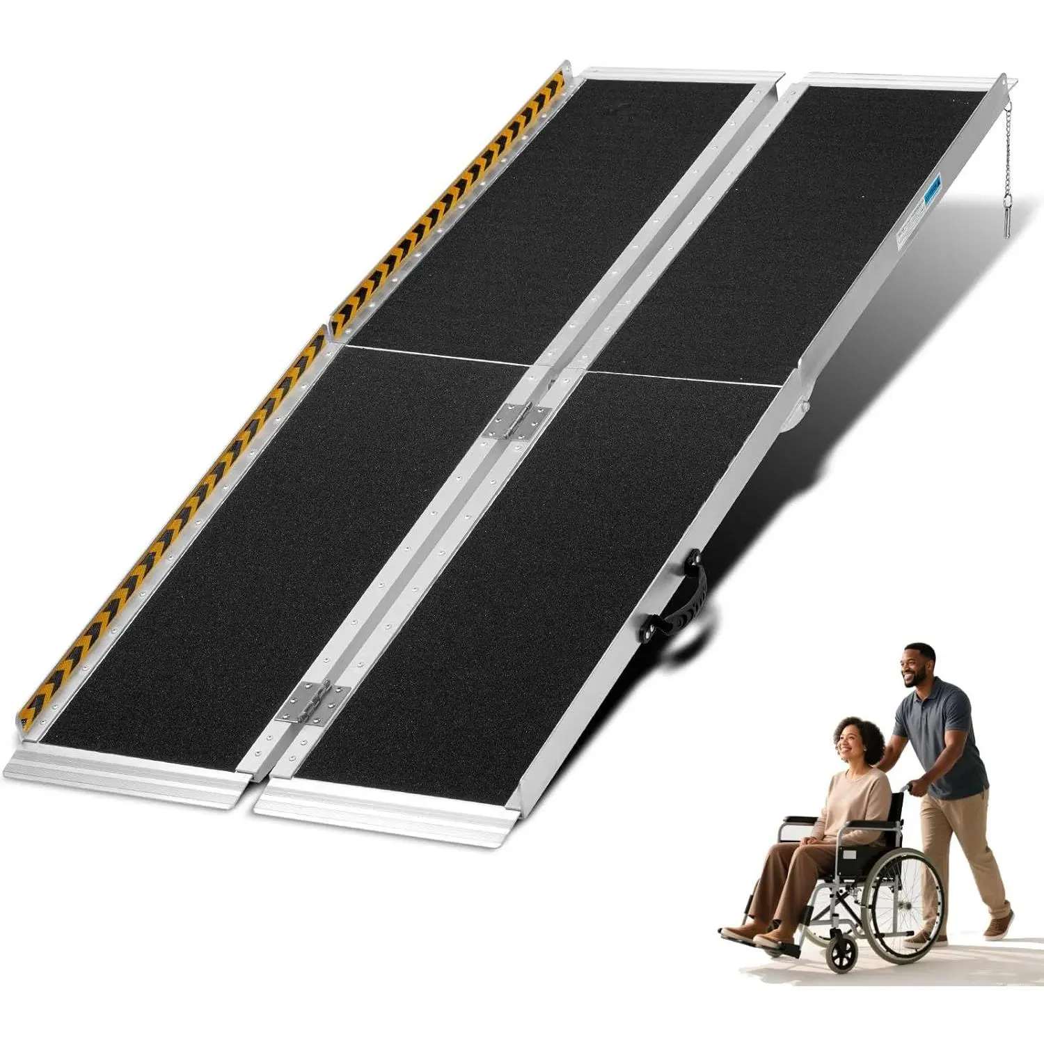 5 Feet Aluminum Folding Wheelchair Ramp | Non-Skid Handicap Threshold Wheel Chair Ramp for Home Steps, Stairs, Entry, Threshold, Doorways, 600LBS Capacity,28in Wide
