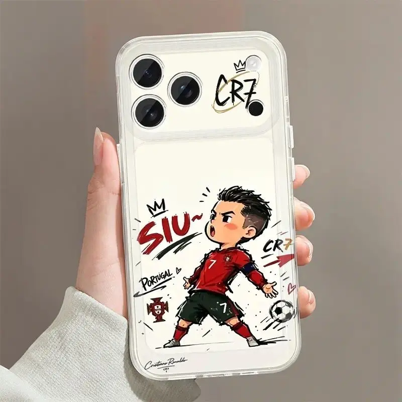 SU!R-Ronaldo Phone Case - Trendy Retro C-CR7 Football Player Portugal National Team Print Shockproof Phone Case, Autumn Fashion Protective Cover Unisex Gift Compatible with iPhone 17 Air 16 15 14 13 12 11 Pro Max Plus and Samsung S26 S25 S24 S23 Series, C