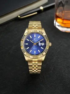A luxurious gold men’s wristwatch from RICECGO, featuring simple, clear hour markers; ideal for both business and everyday wear.