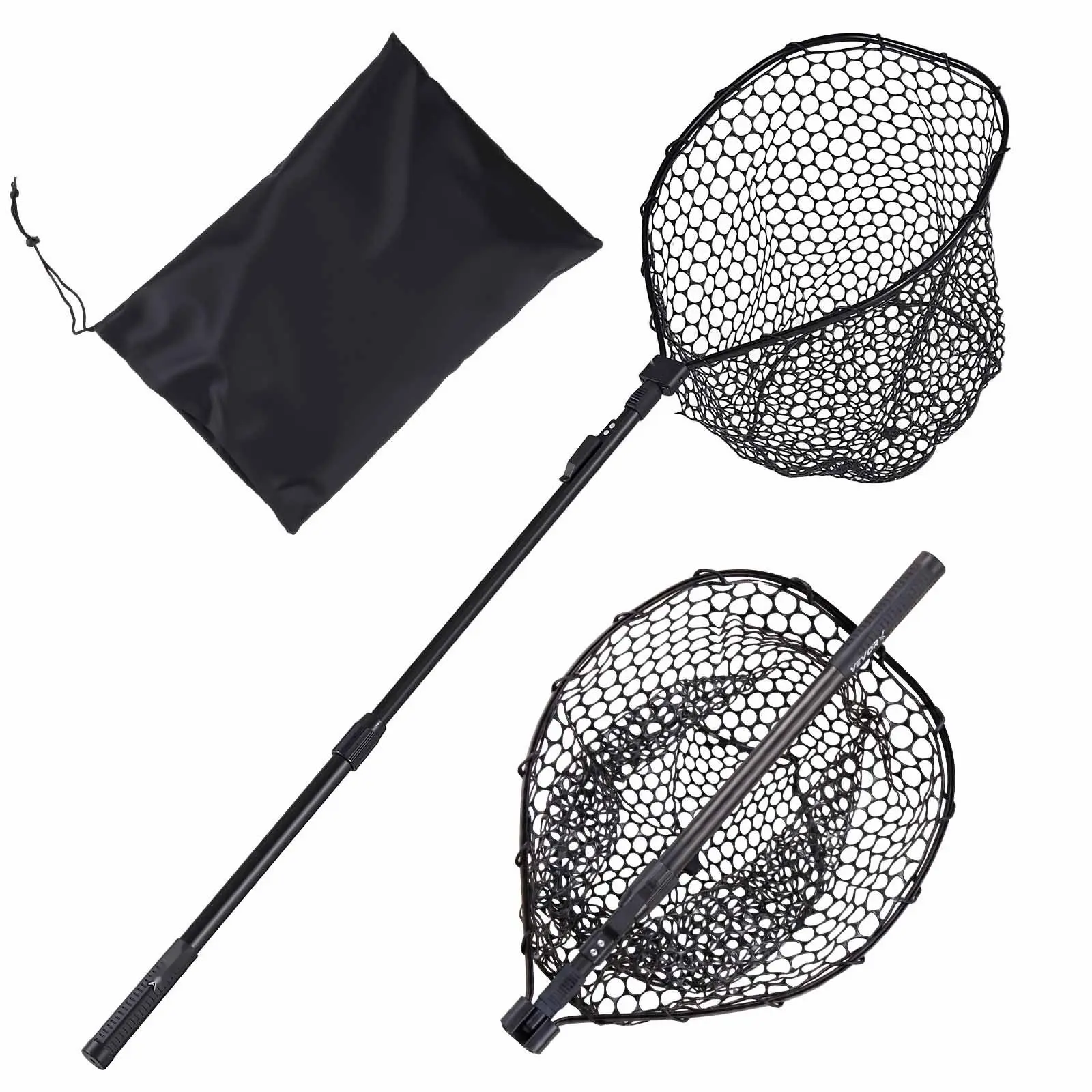 Telescopic Handle Foldable Fishing Net With Lightweight 6063 Aluminum Frame, Durable Landing Net With Soft Silicone Mesh For Safe Catch And Release, Ideal For Kayak Boat River Bank Pond Camping And Outdoor Fishing Gifts For Men