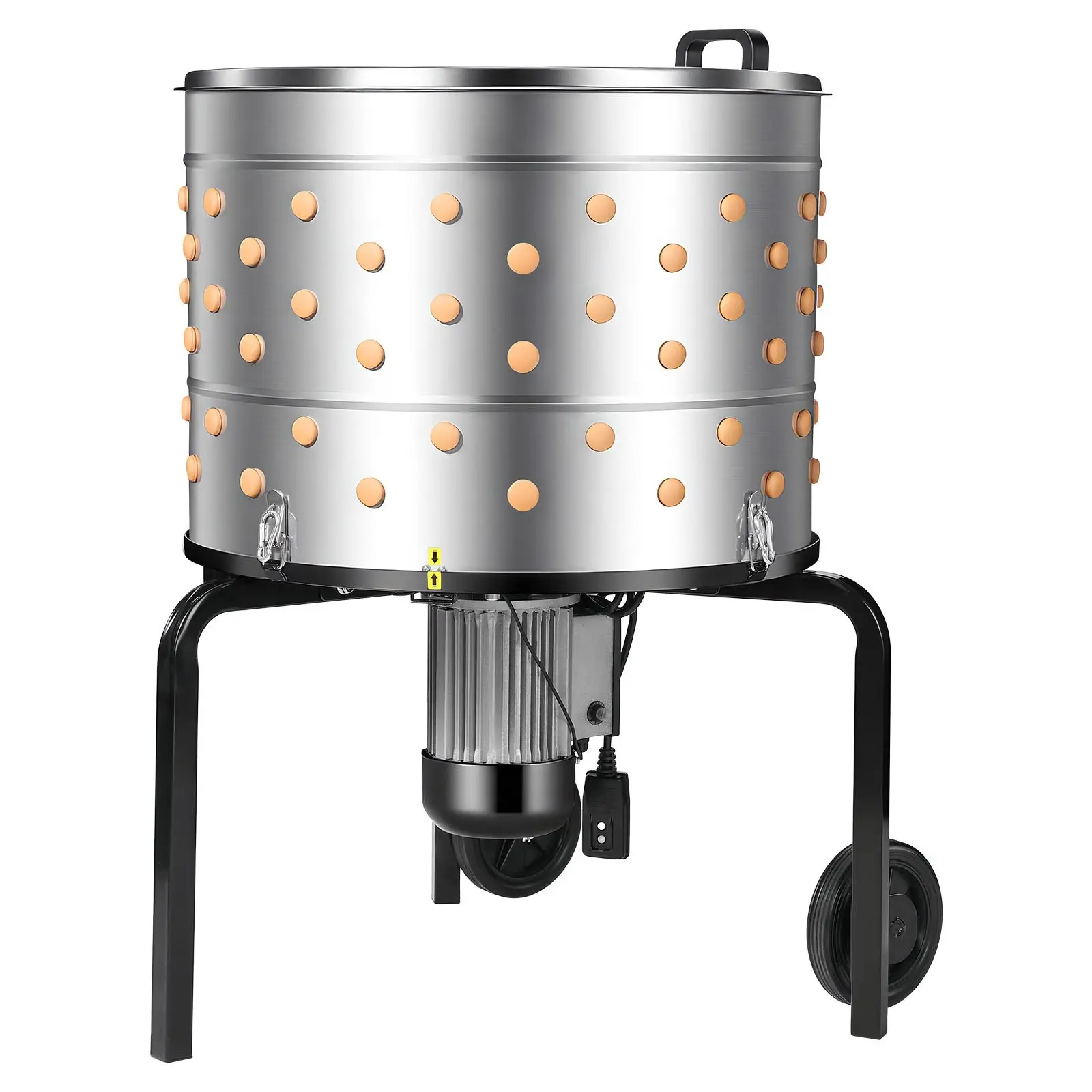 VEVOR Stainless Steel Electric Chicken Plucker Machine, 25.6in Round Drum, 1200W Power Feather Remover with 158 Soft Fingers, 275RPM Fast Plucking, Transport Wheels for 4-Chick Simultaneous Processing