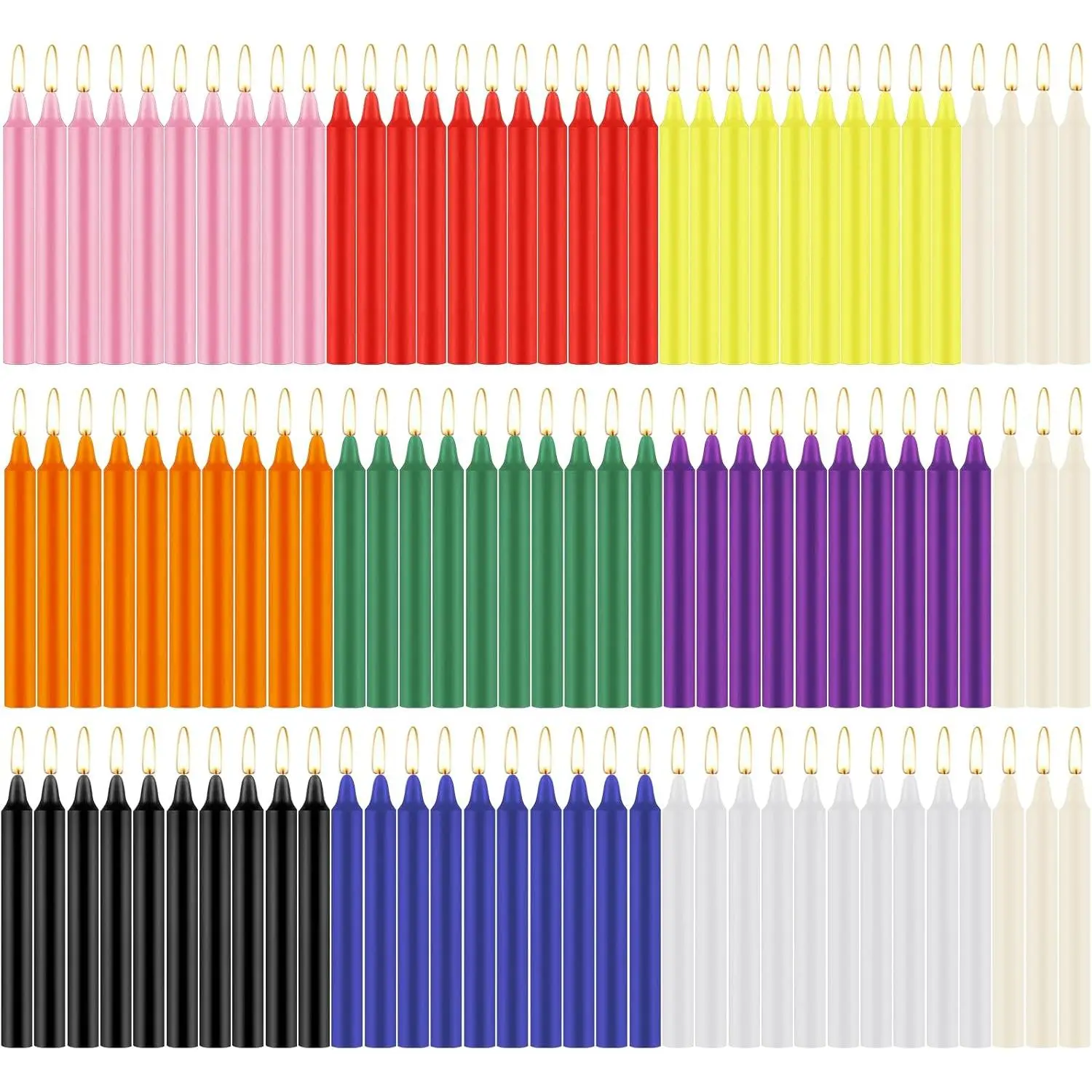100 Pack Small Taper Candles, 4 Inch Colored Candle Sticks for Birthday Christmas Party, Spell Chime Candle Rituals,Witchcraft, Meditation, Wiccan Supplies, Prayer, Wax Play & More