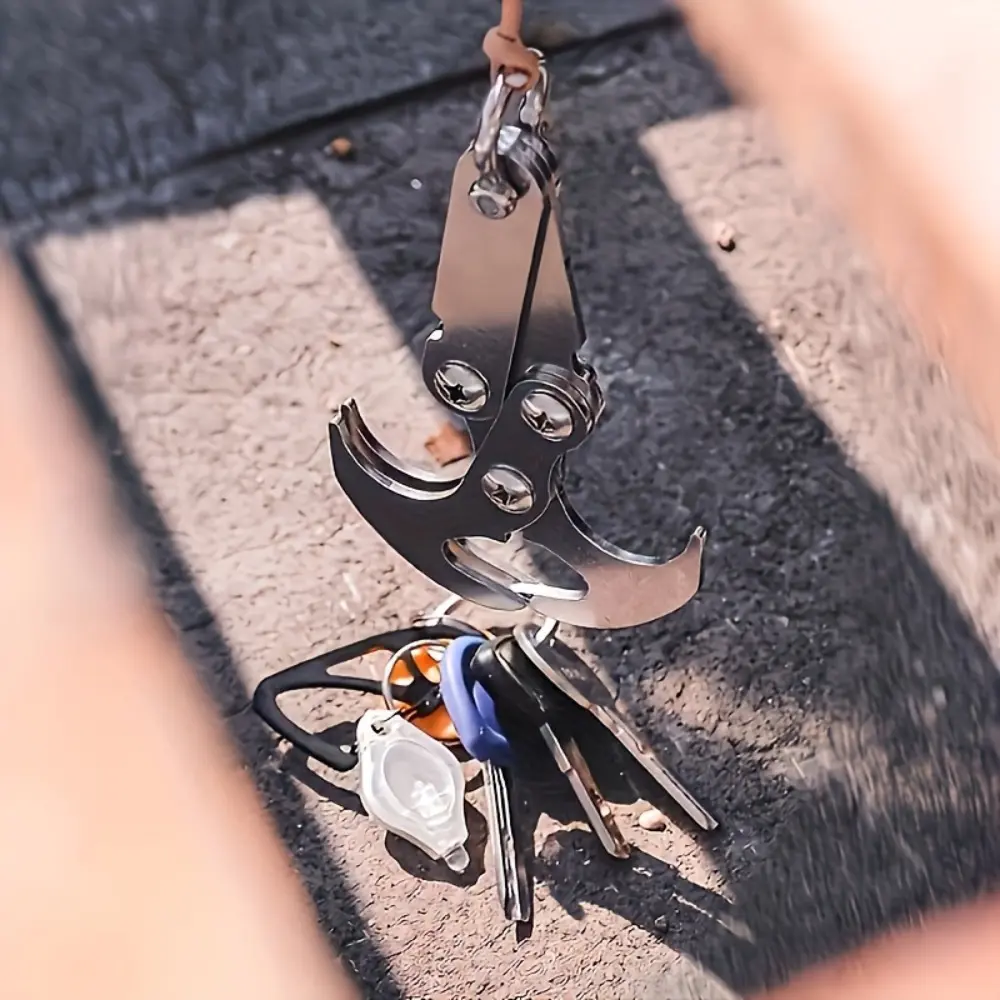 1pc Stainless Steel Folding Hook, Versatile with 4 Claws, Durable, Suitable for Hiking, Camping, And Securing Backpacks.