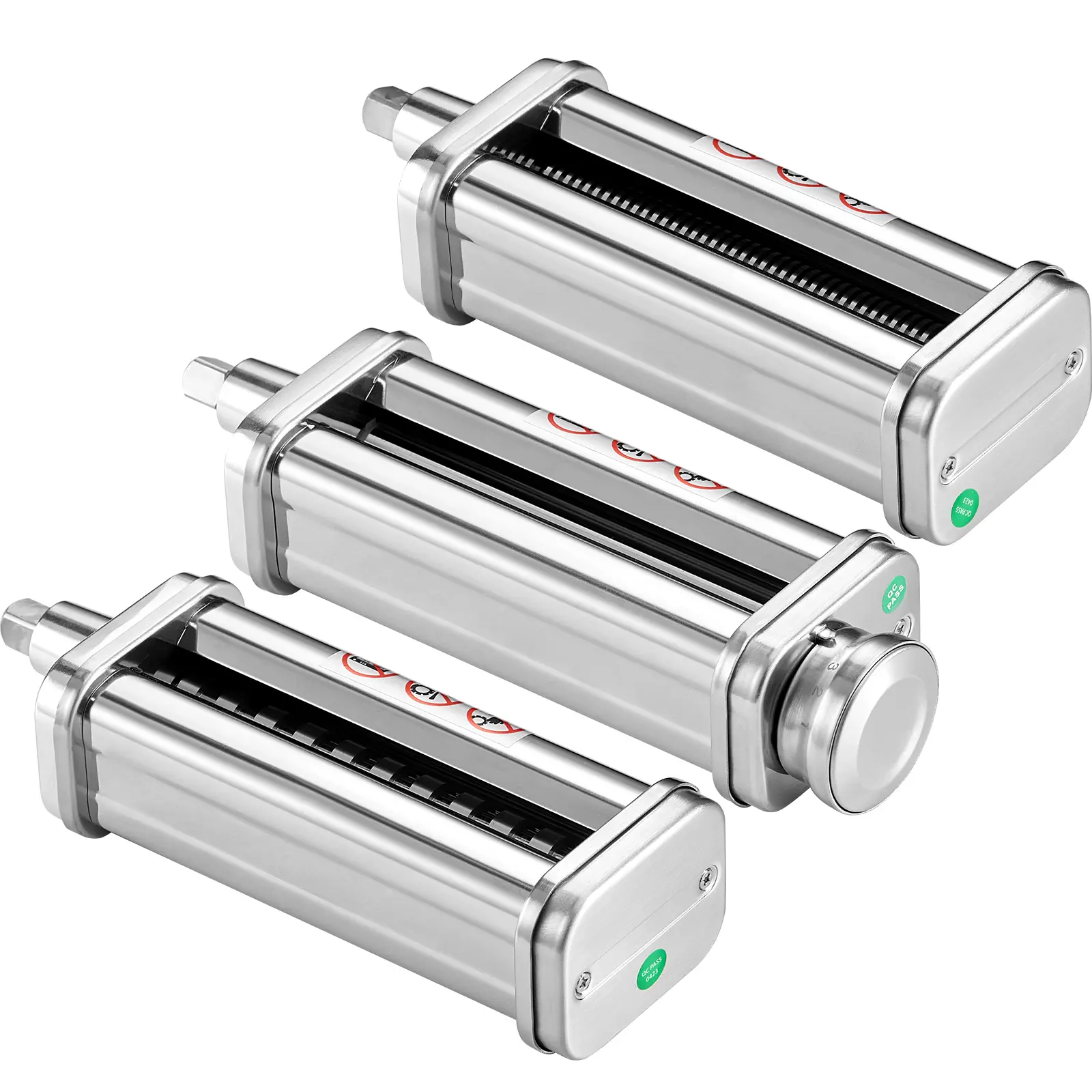 Stainless Steel 3-Piece Pasta Attachment Set for KitchenAid Stand Mixers, 8-Adjustable Thickness Knob Pasta Maker
